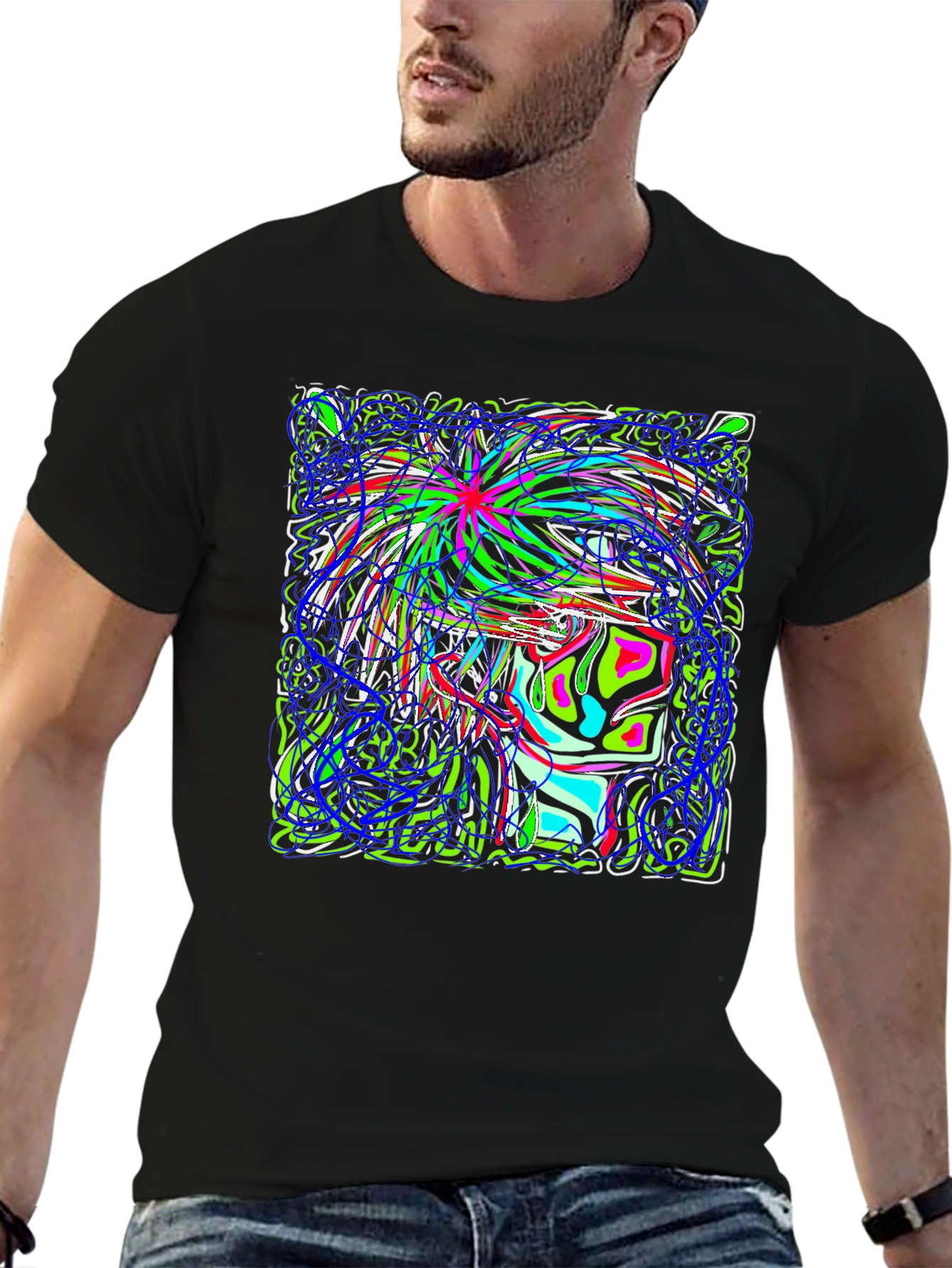 Abstract Art Graphic Print Black T-Shirt