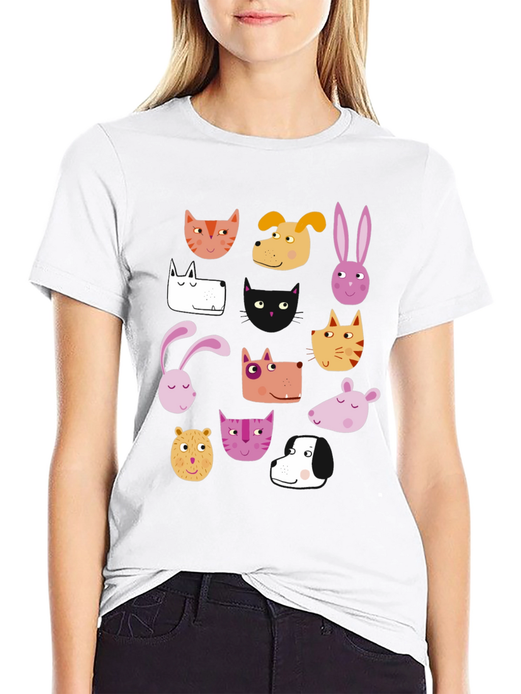 Animal Faces Black T-Shirt
