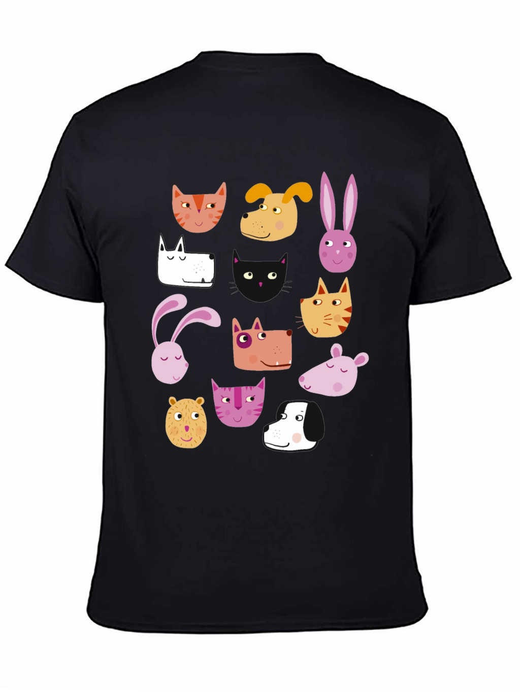 Animal Faces Black T-Shirt
