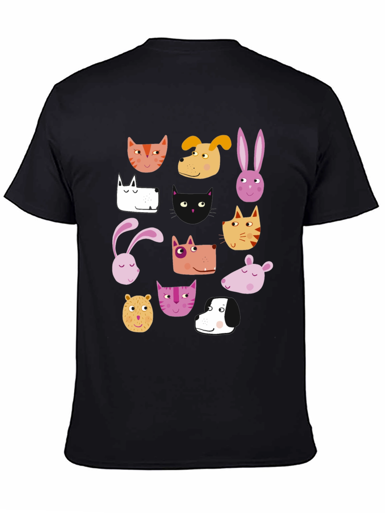 Animal Faces Black T-Shirt