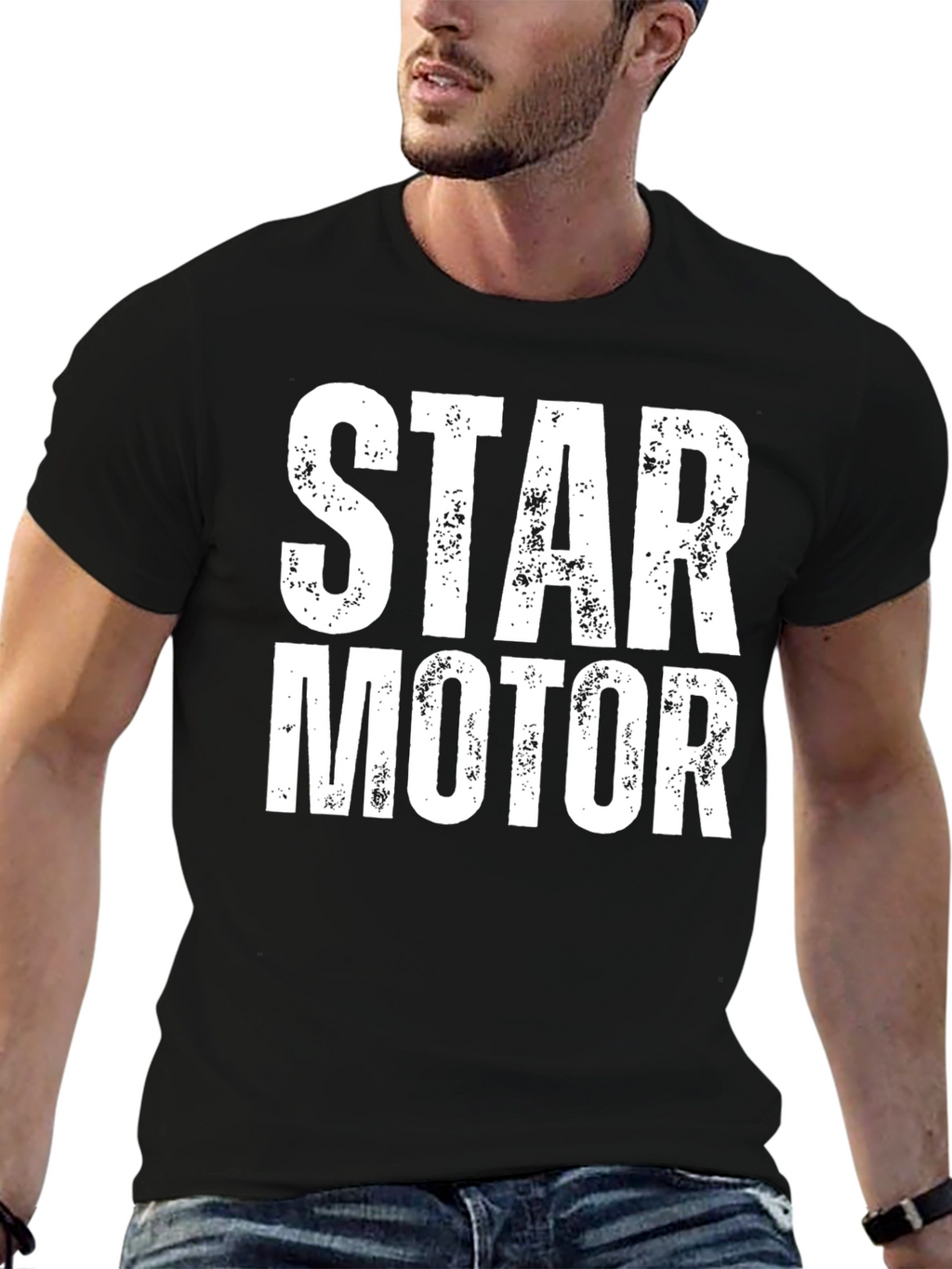 Star Motor Graphic T-Shirt - Stylish Black Tee