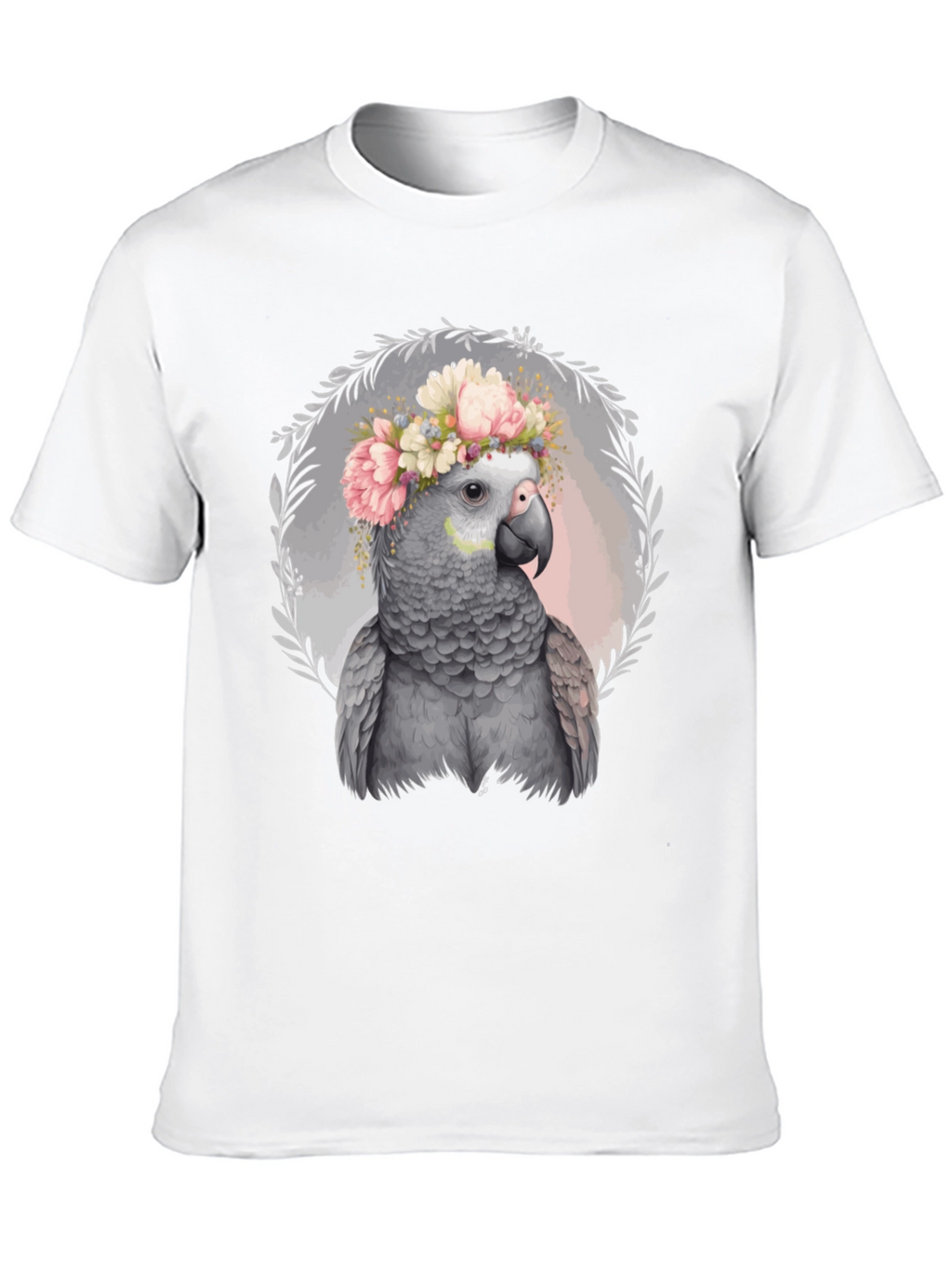 Parrot Floral Crown Tee - Unique Graphic T-Shirt