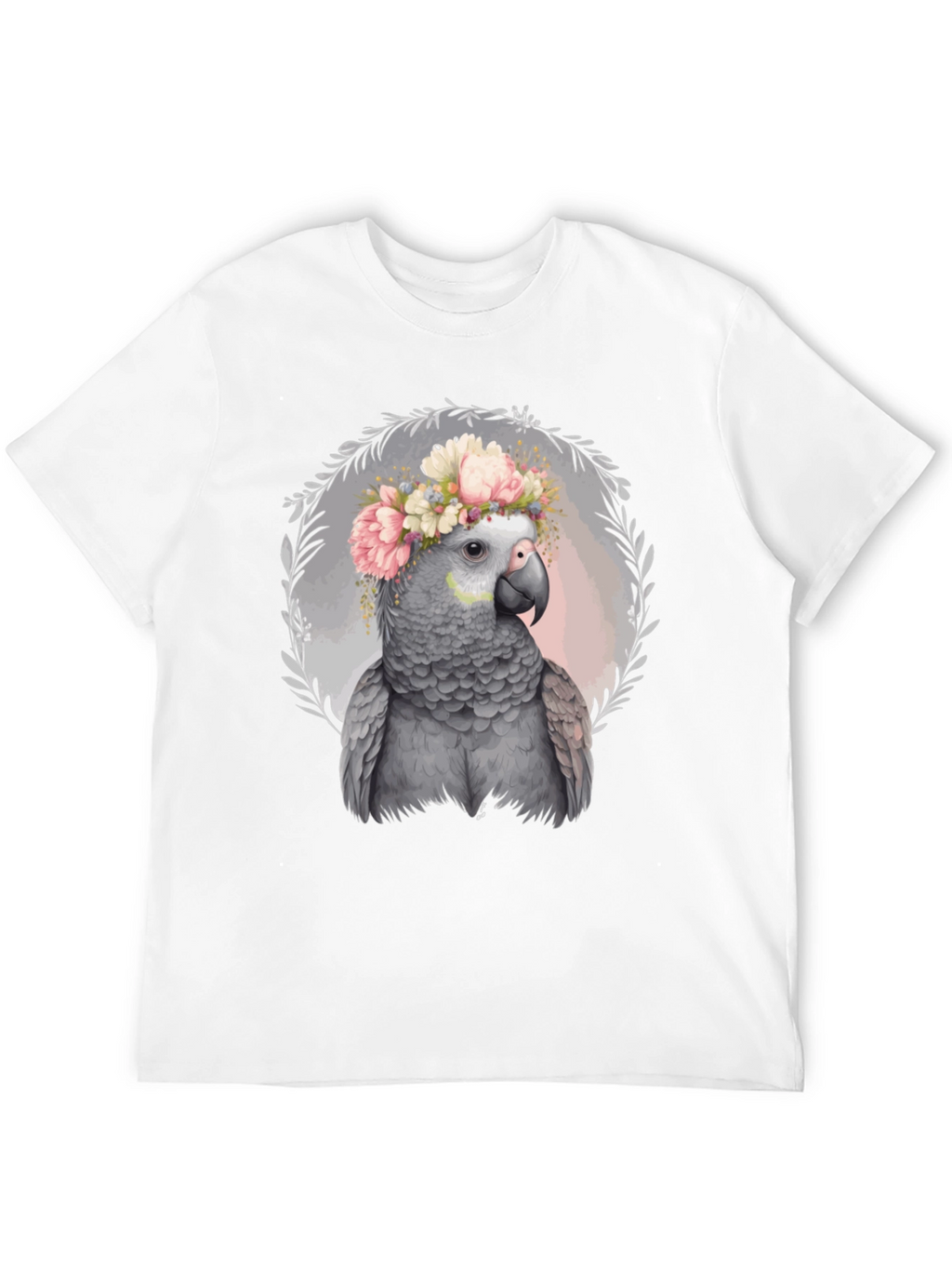 Parrot Floral Crown Tee - Unique Graphic T-Shirt