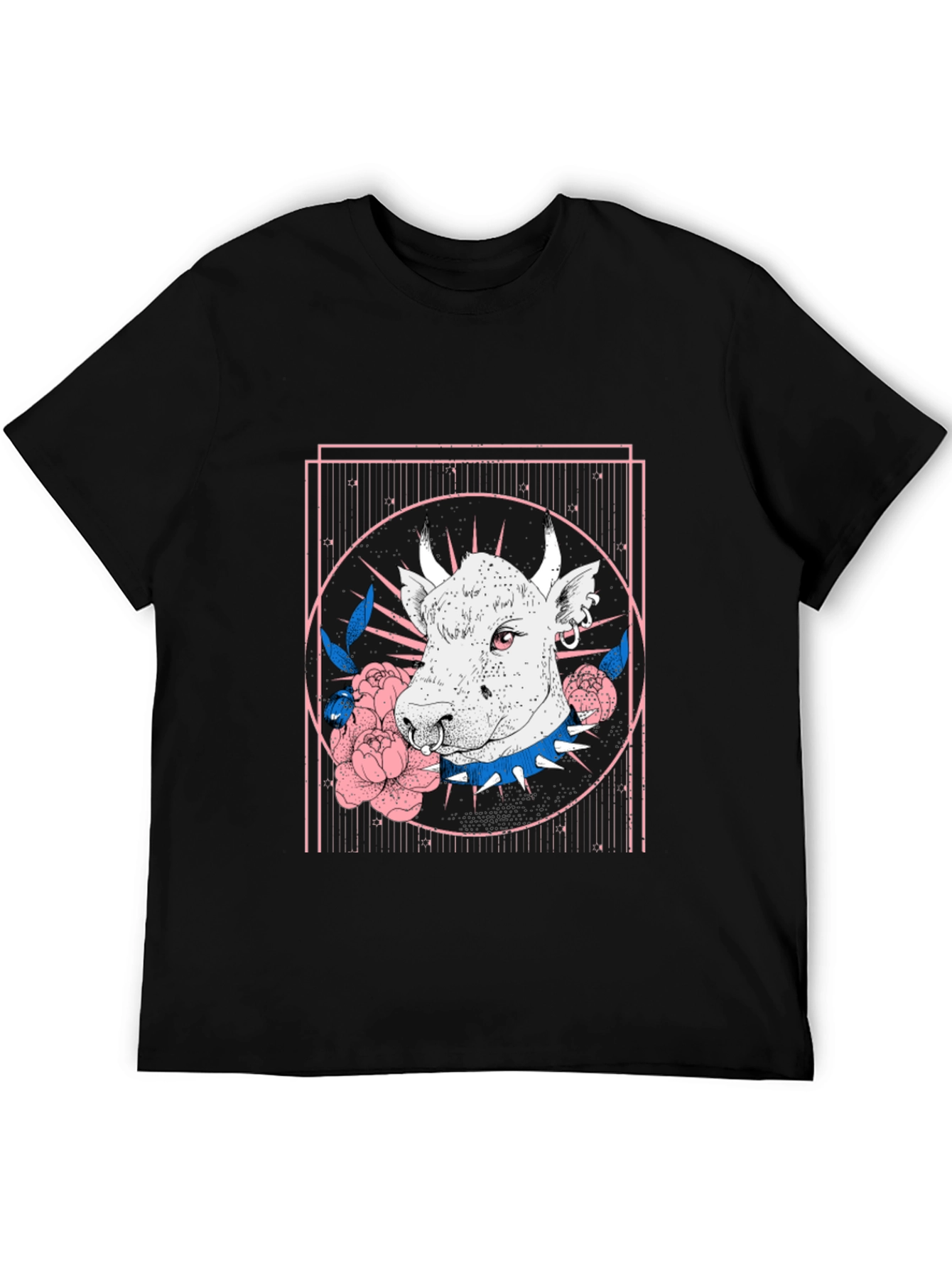Edgy Cow Graphic Tee - Unisex Black T-Shirt