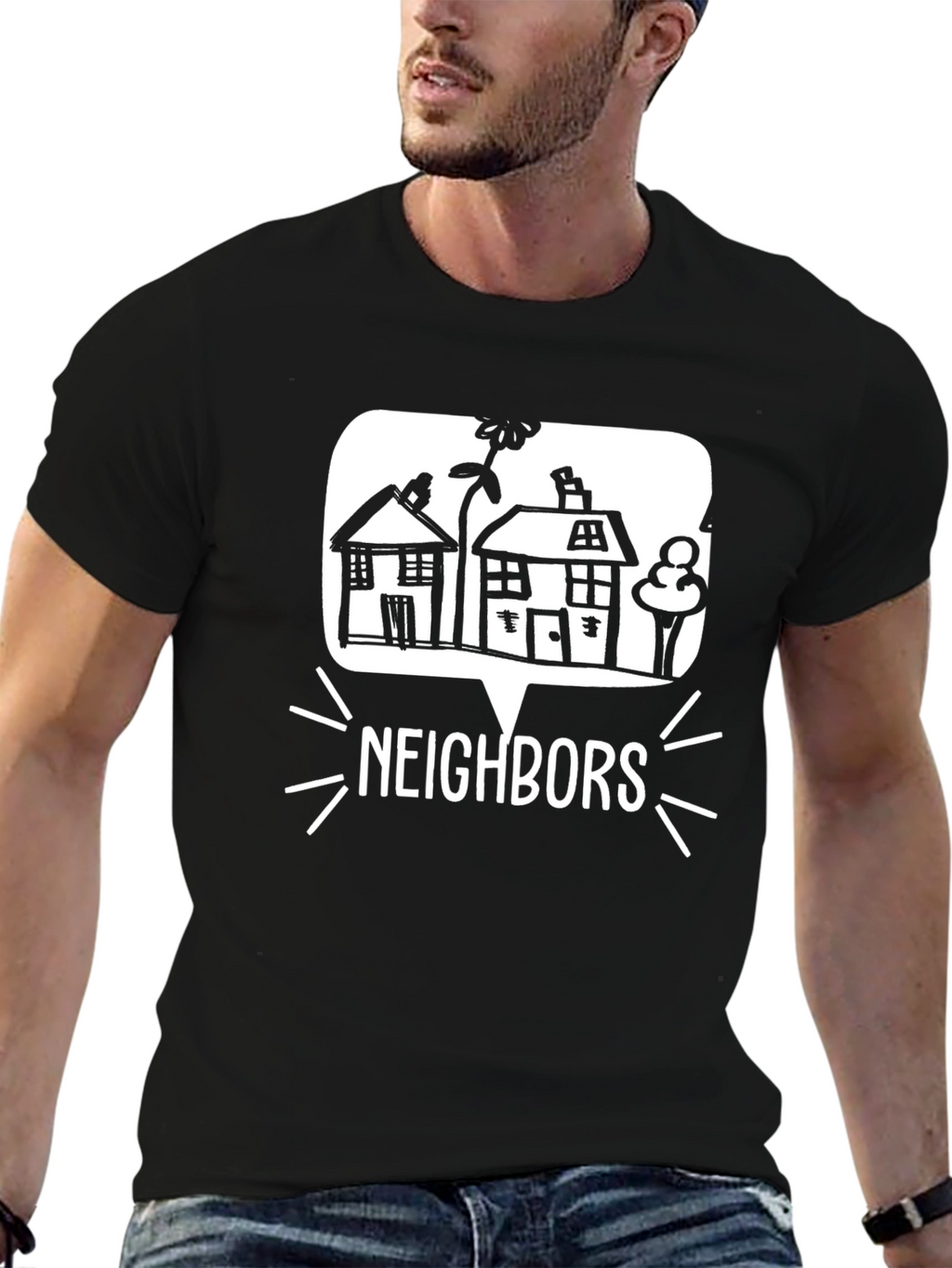 Neighbors Graphic T-Shirt - Black
