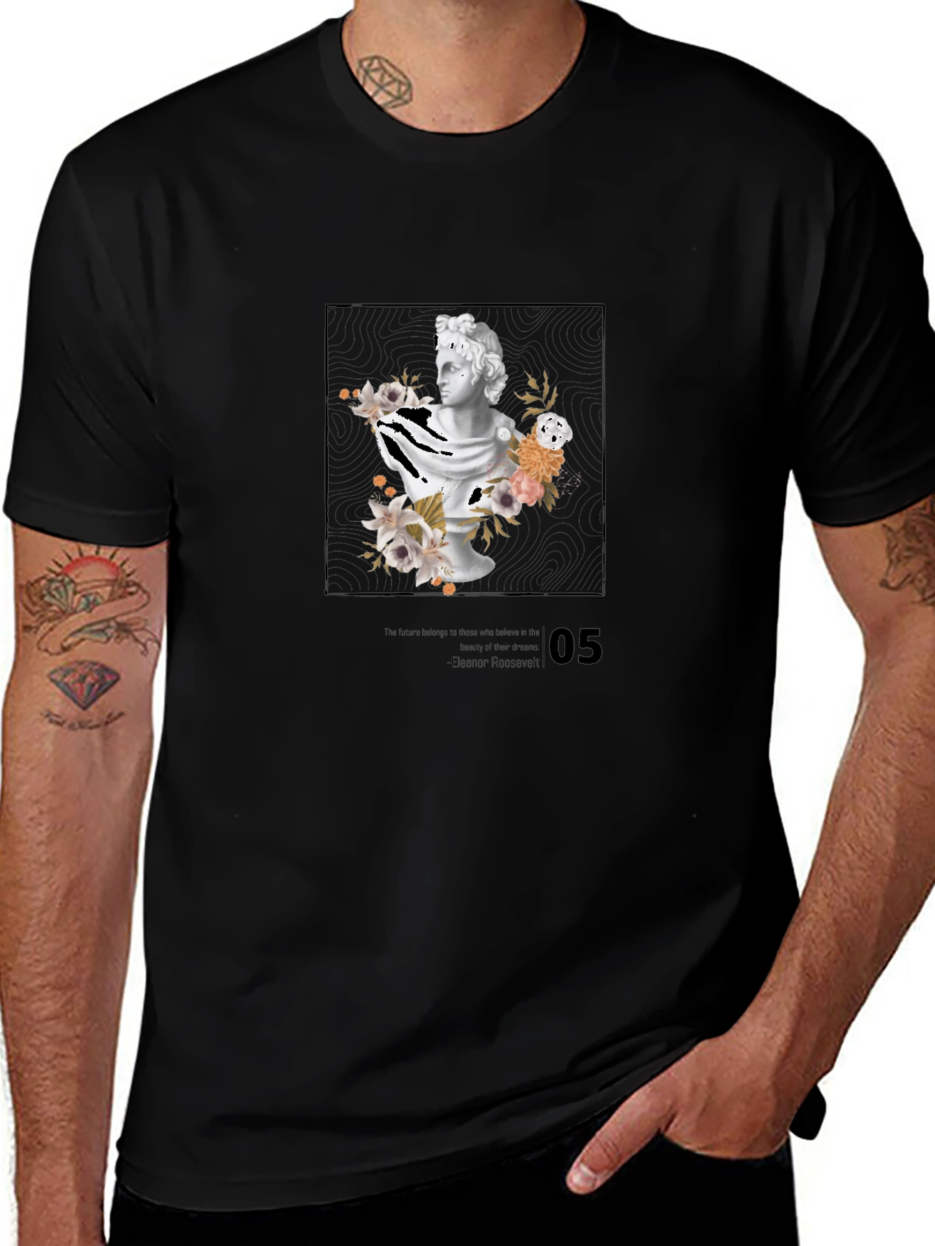Sculpture Floral Graphic Print T-Shirt