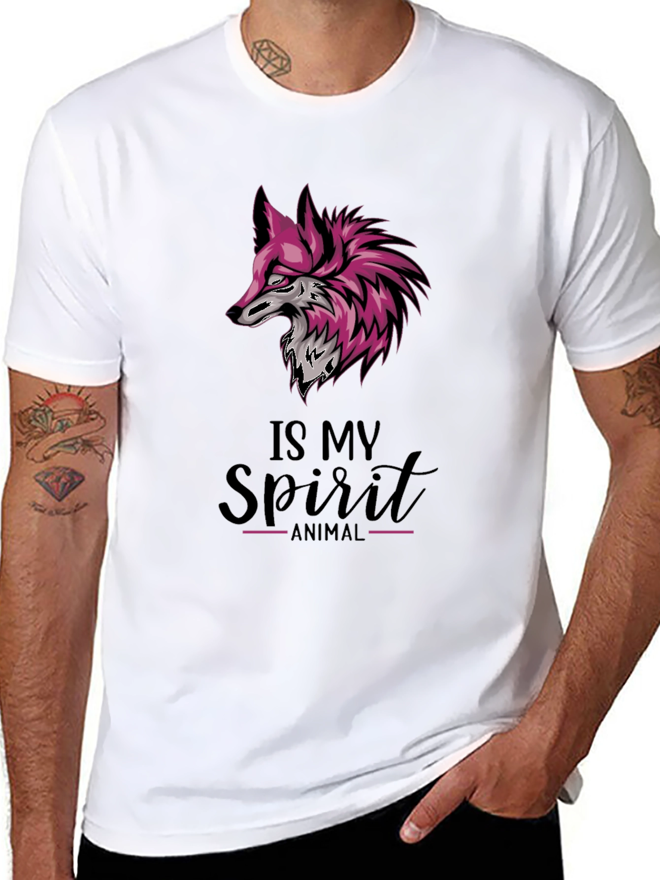 Fox Spirit Animal Graphic Tee - Stylish Black T-Shirt