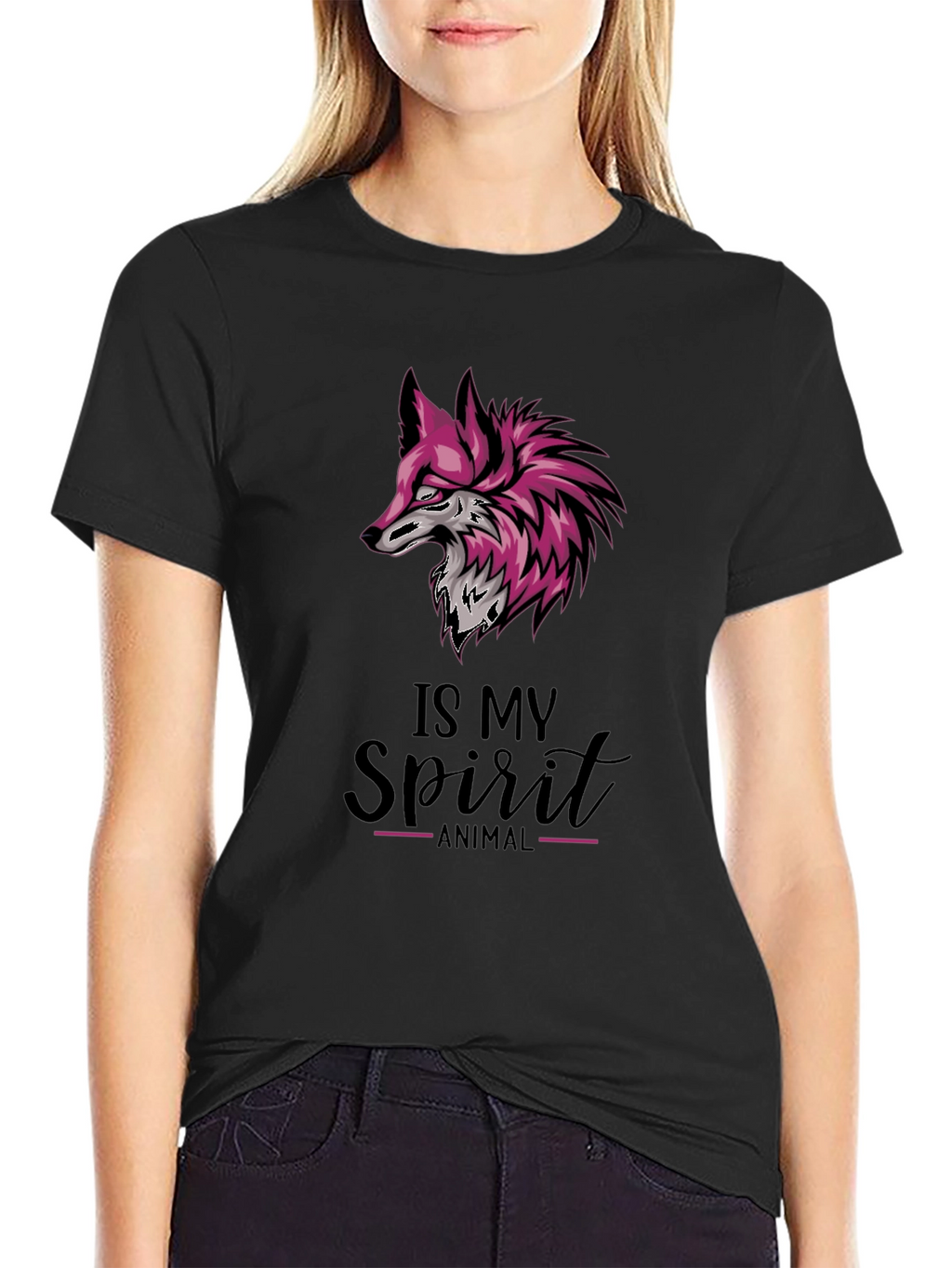 Fox Spirit Animal Graphic Tee - Stylish Black T-Shirt