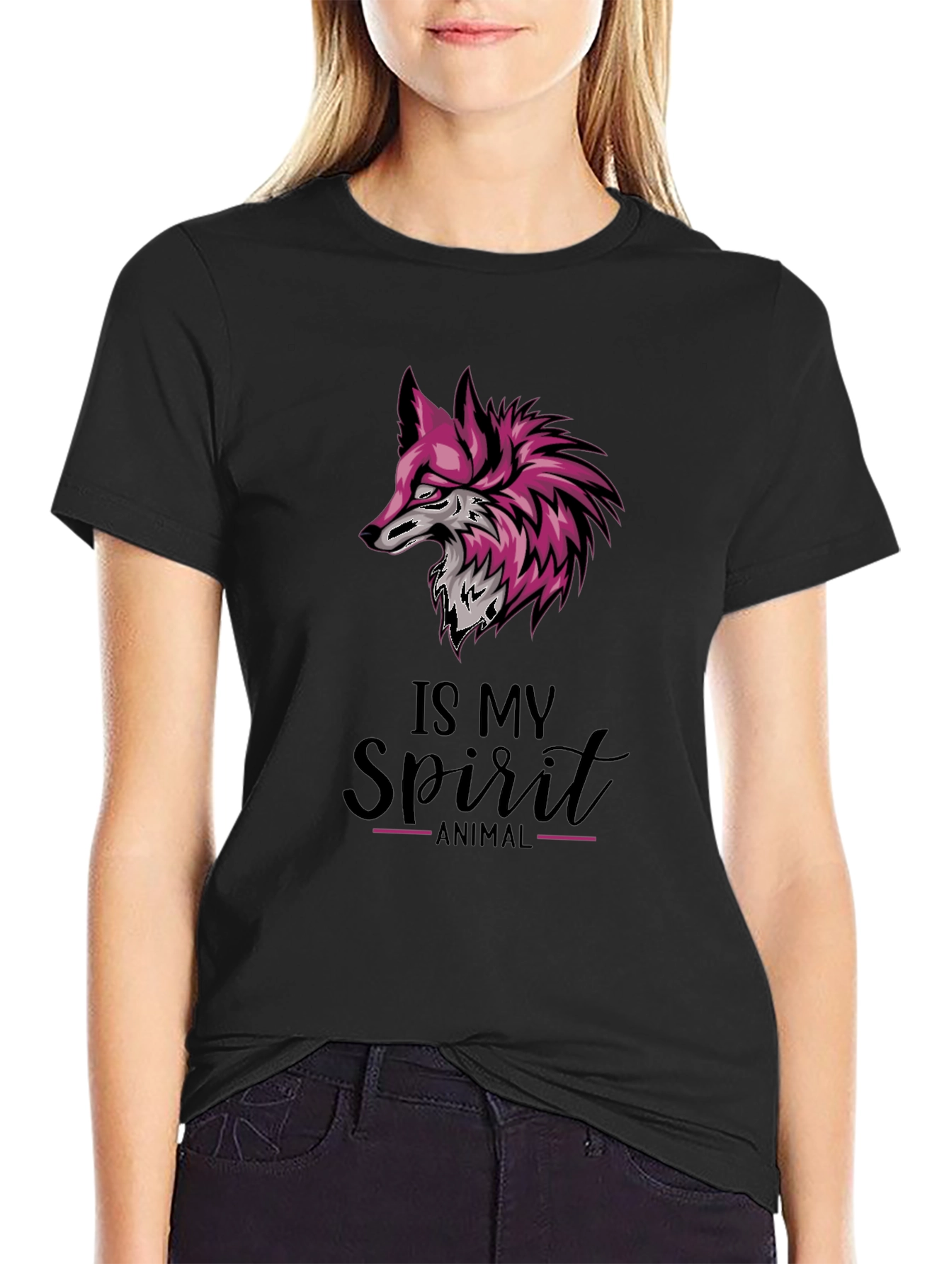 Fox Spirit Animal Graphic Tee - Stylish Black T-Shirt