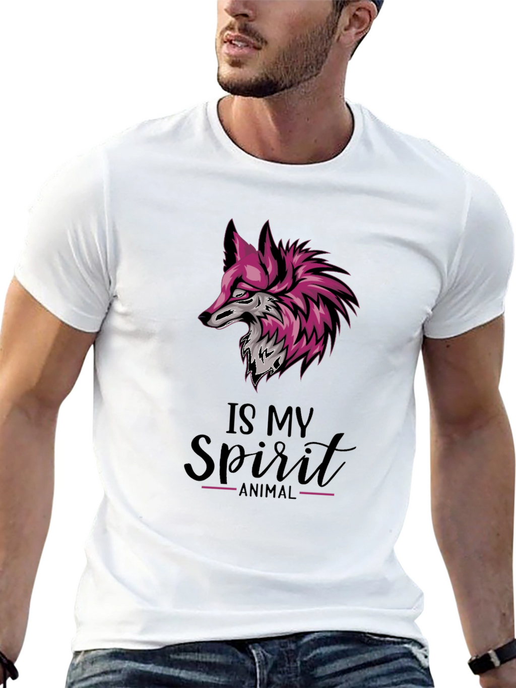 Fox Spirit Animal Graphic Tee - Stylish Black T-Shirt