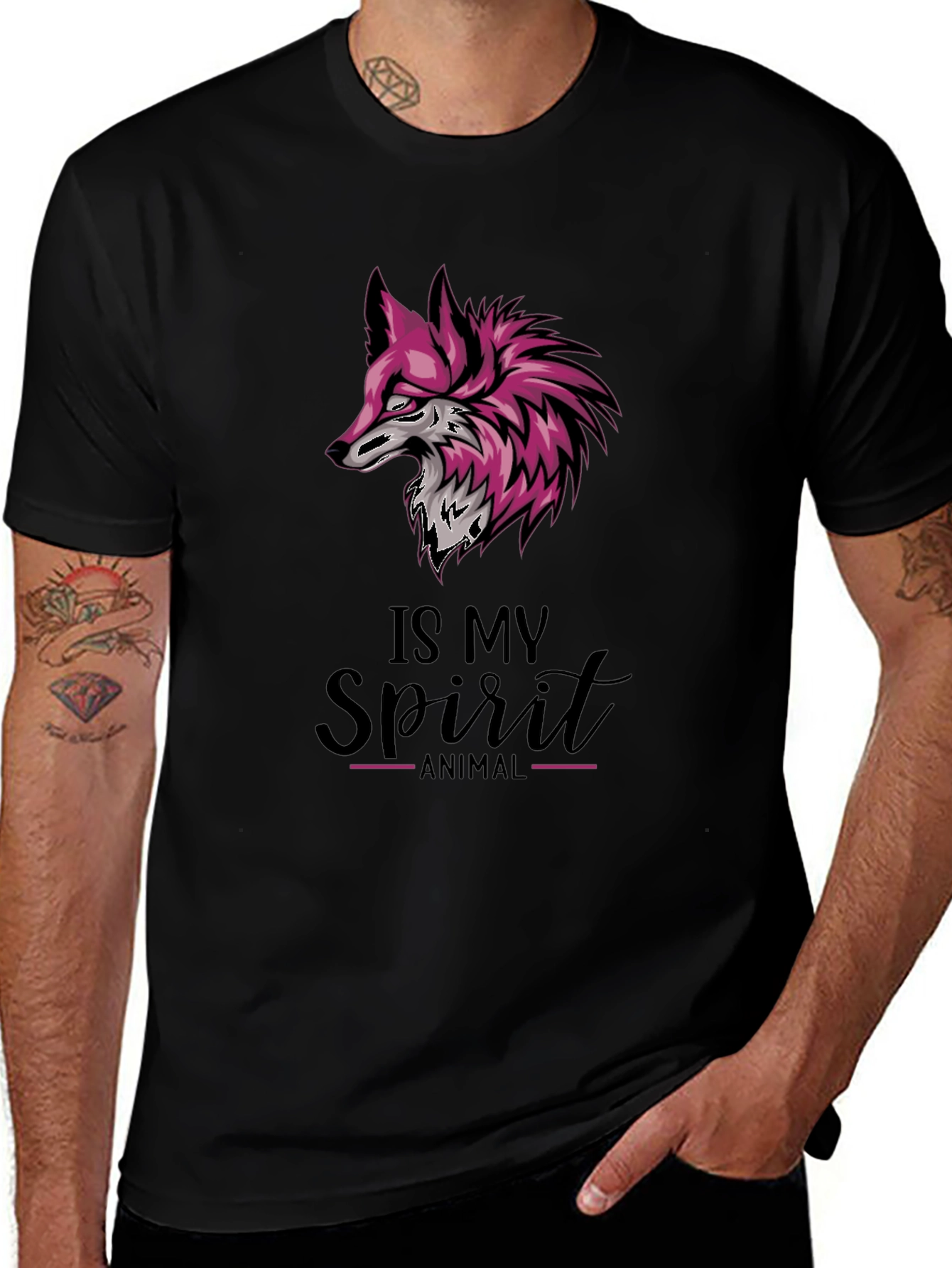Fox Spirit Animal Graphic Tee - Stylish Black T-Shirt