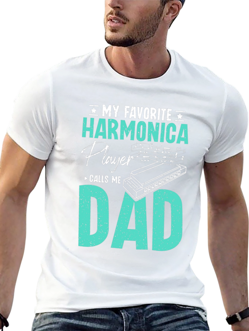 Harmonica Player Dad T-Shirt - Musician Fathers Day Gift