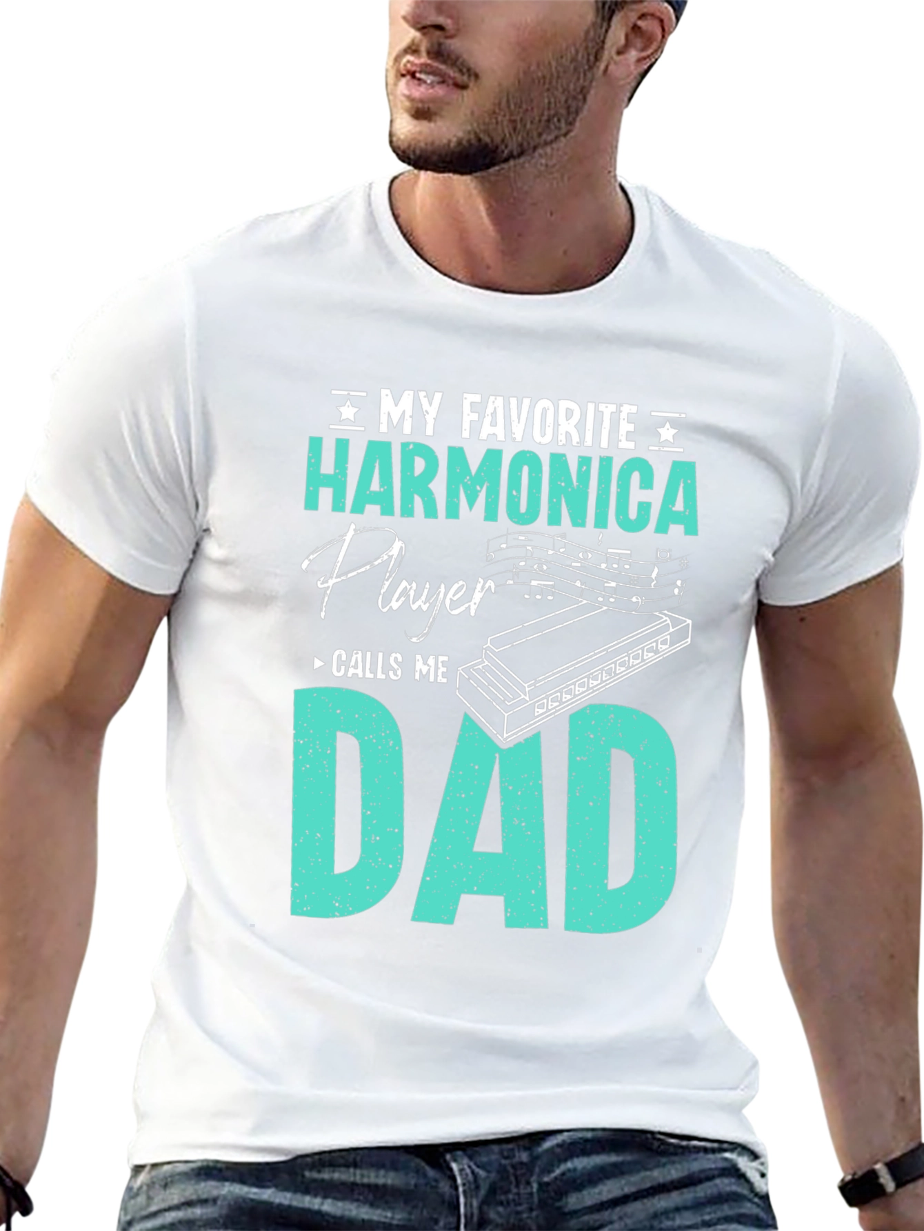 Harmonica Player Dad T-Shirt - Musician Fathers Day Gift