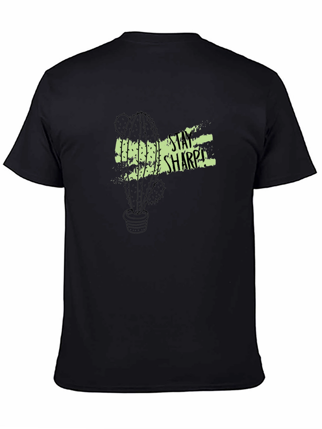 Stay Sharp Cactus Graphic Tee - Black Cotton T-Shirt