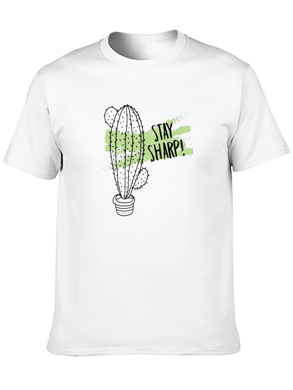 Stay Sharp Cactus Graphic Tee - Black Cotton T-Shirt