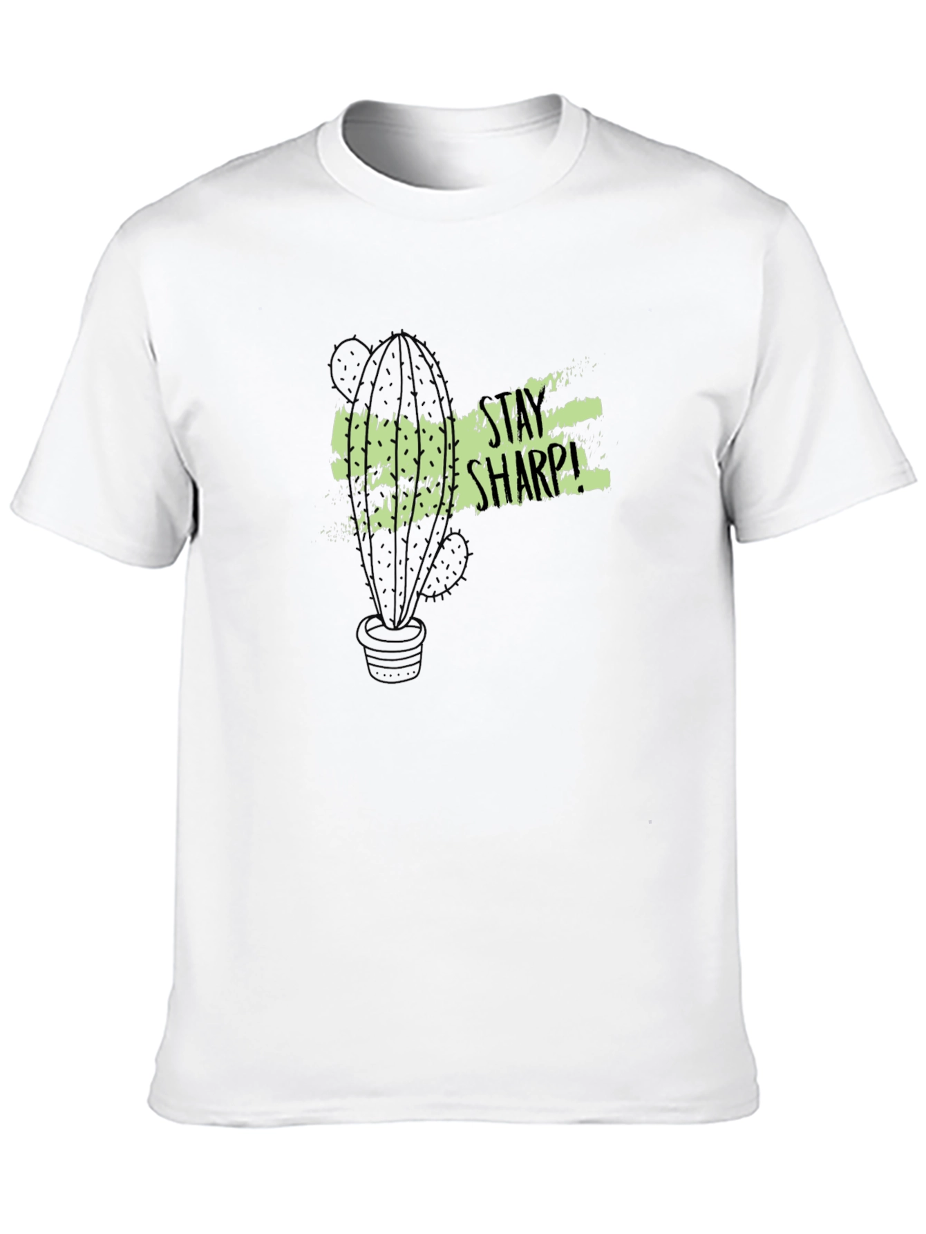 Stay Sharp Cactus Graphic Tee - Black Cotton T-Shirt