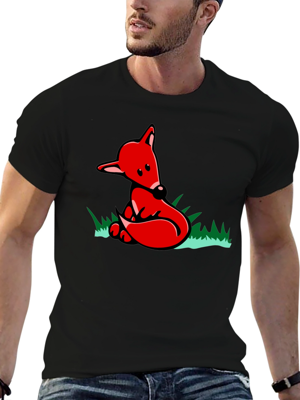 Fox Graphic T-Shirt - Black Cotton Tee