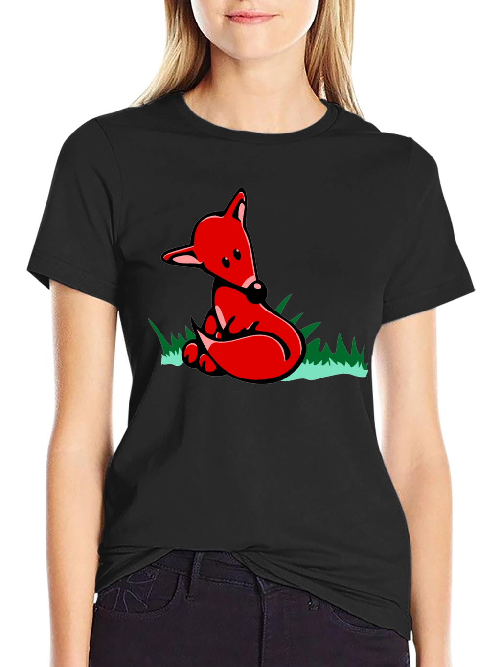 Fox Graphic T-Shirt - Black Cotton Tee