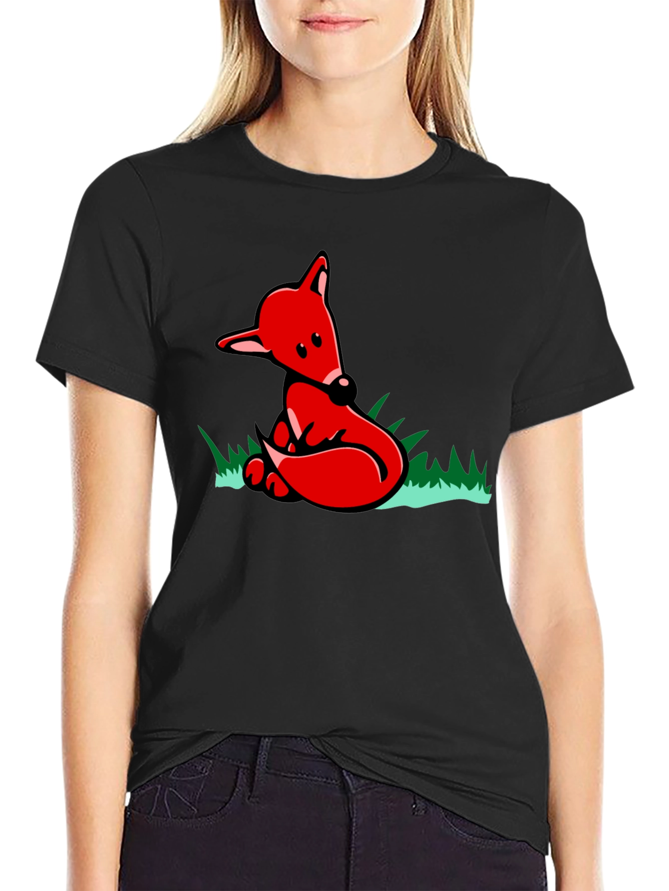 Fox Graphic T-Shirt - Black Cotton Tee