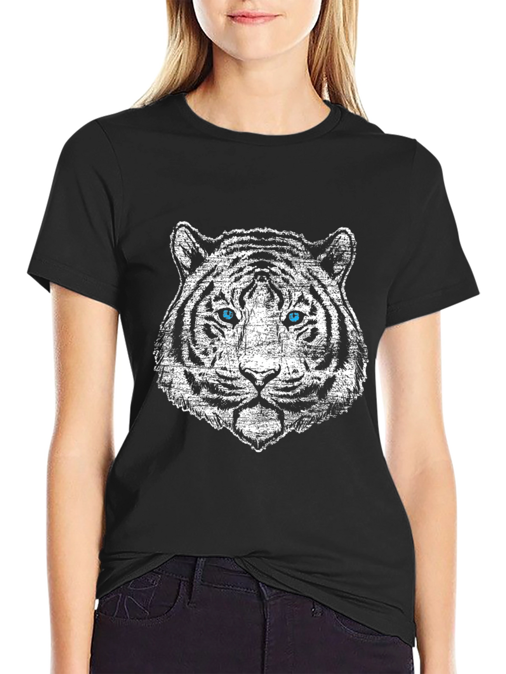 Tiger Graphic Print Crew Neck T-Shirt