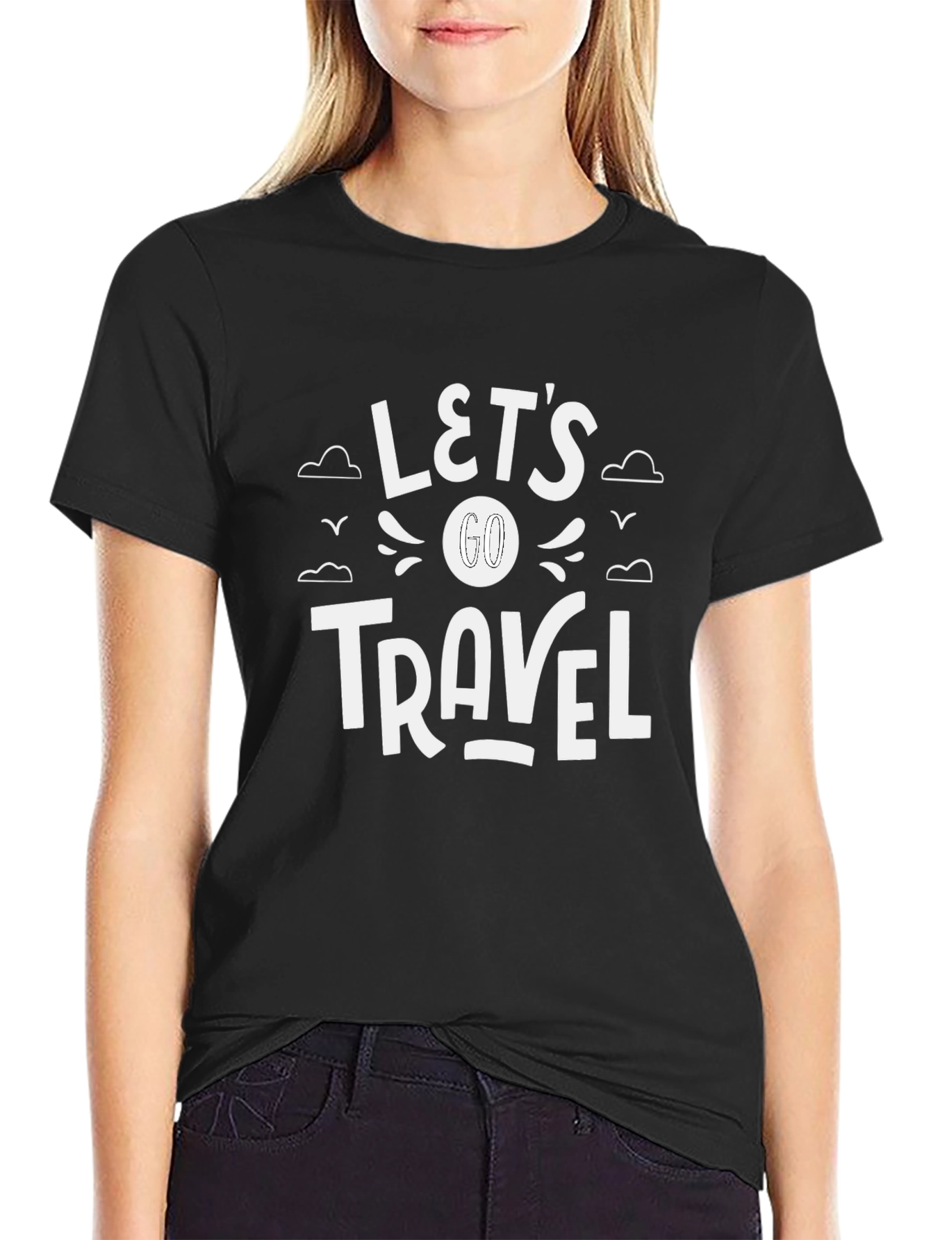 Lets Go Travel Graphic T-Shirt - Black