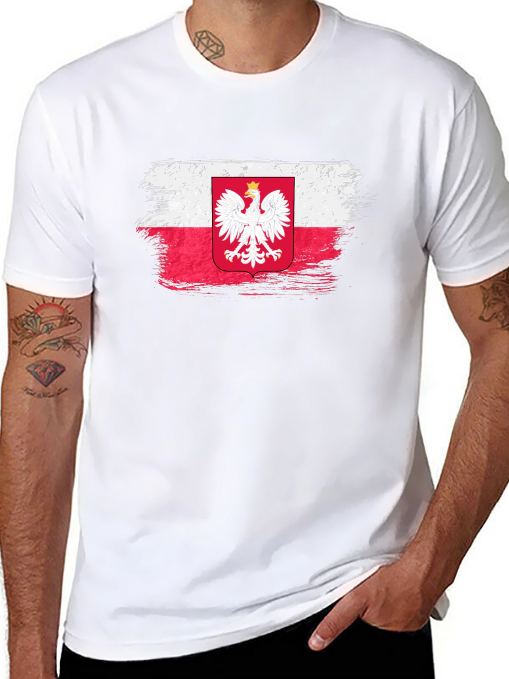 Poland Flag Brush Stroke Graphic T-Shirt