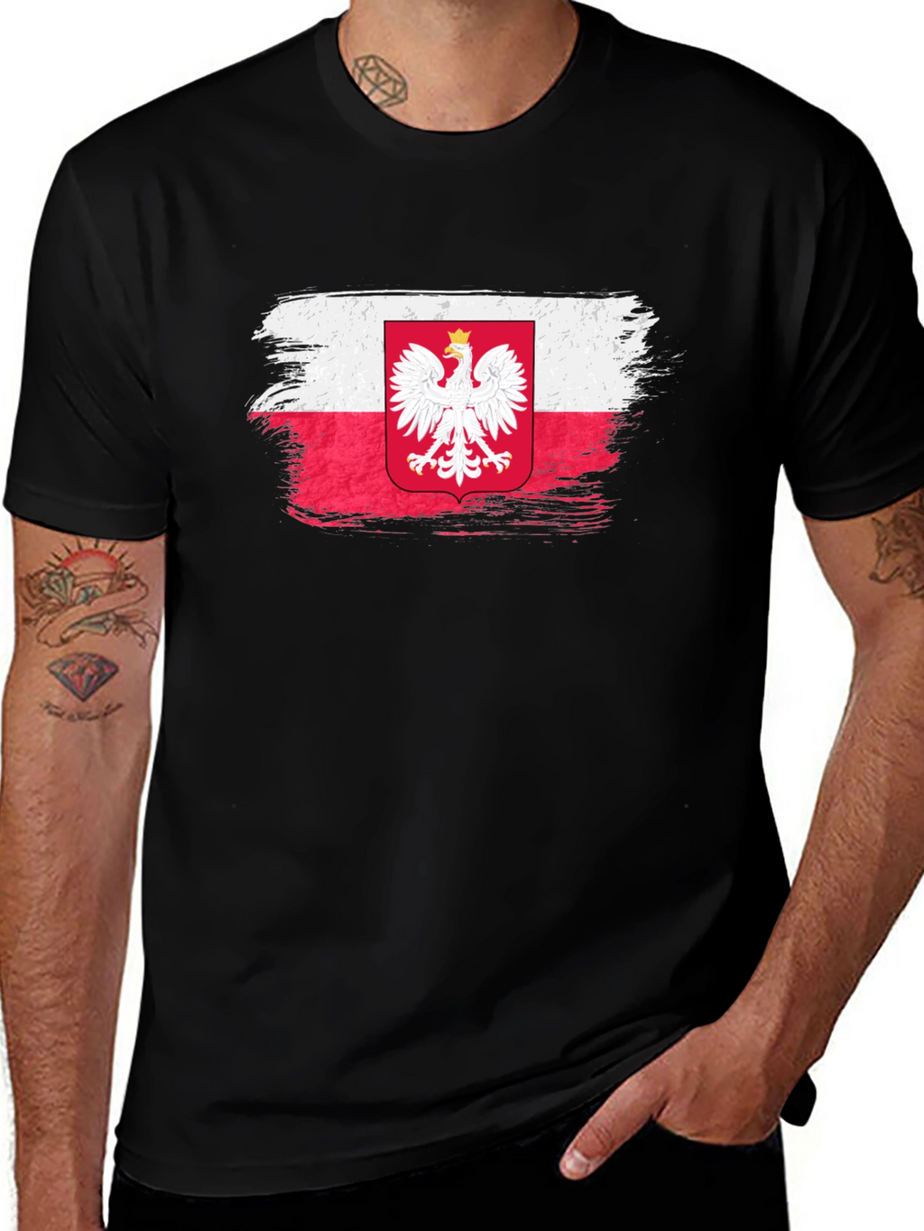 Poland Flag Brush Stroke Graphic T-Shirt