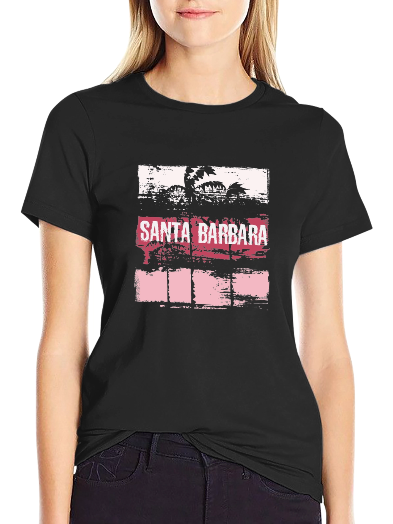 Santa Barbara Palms Black Graphic T-Shirt