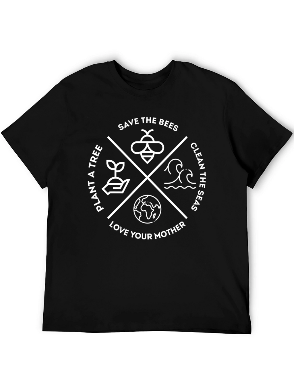 Eco-Friendly Black T-Shirt: Save Bees Plant Trees