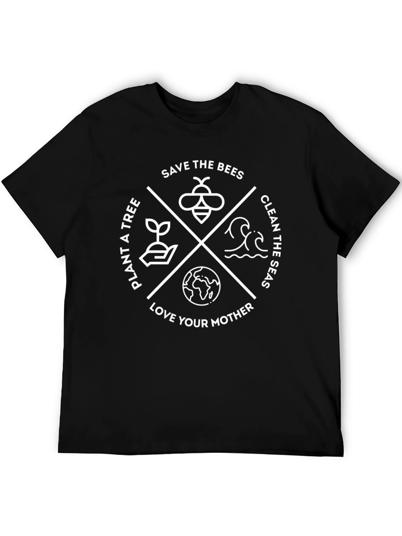 Eco-Friendly Black T-Shirt: Save Bees Plant Trees