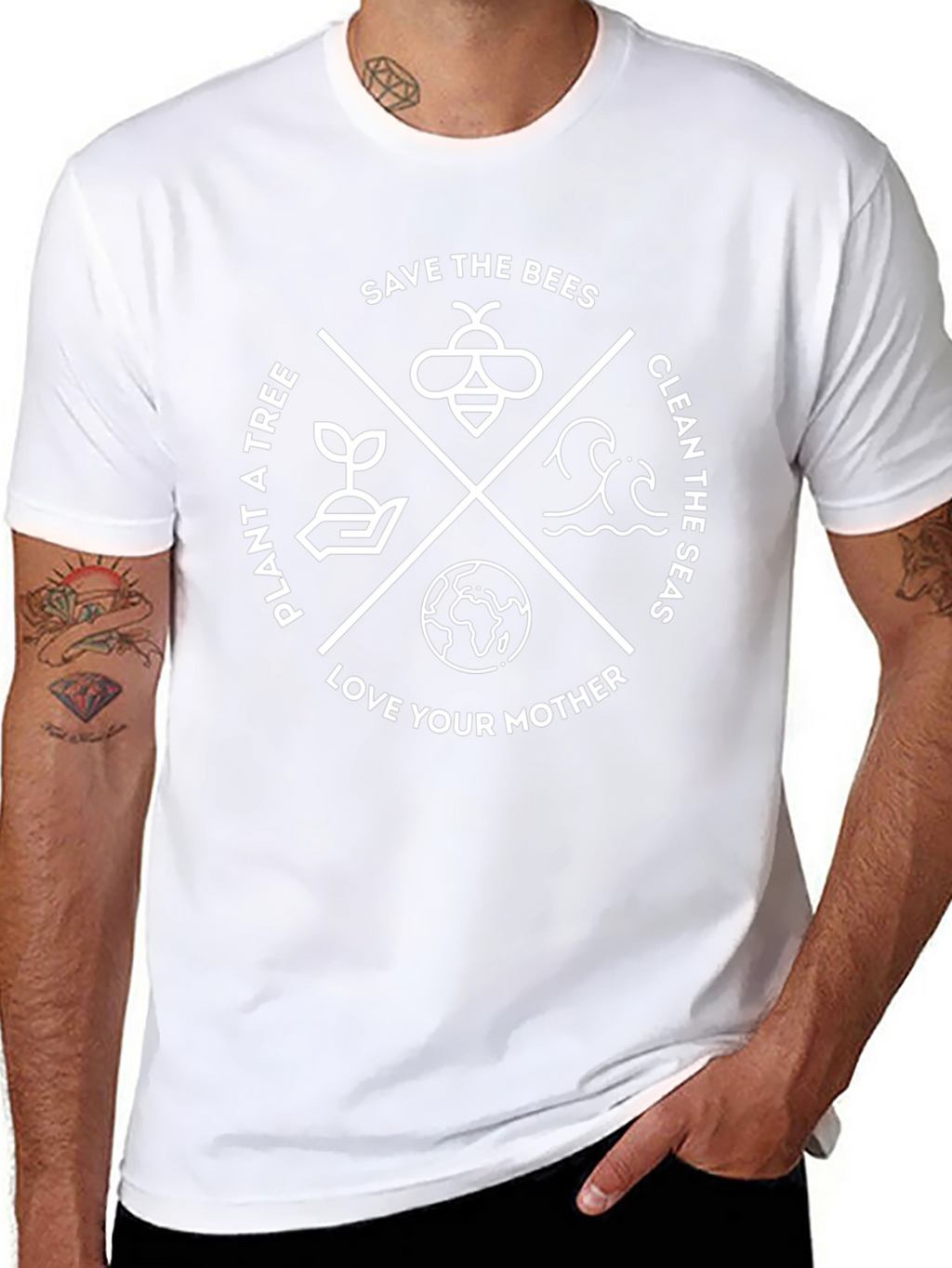 Eco-Friendly Black T-Shirt: Save Bees Plant Trees
