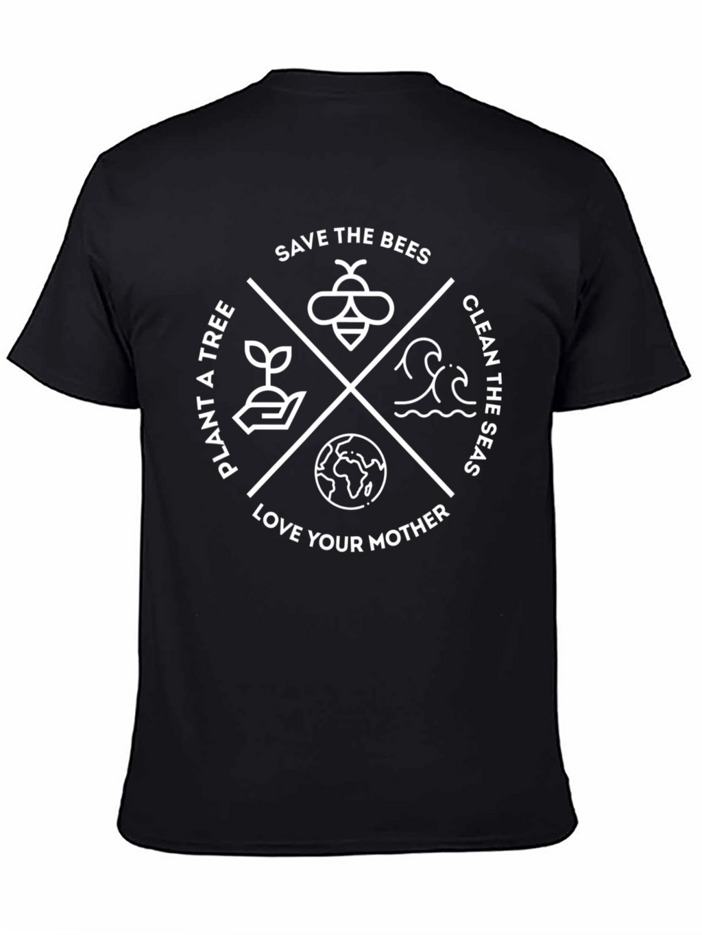 Eco-Friendly Black T-Shirt: Save Bees Plant Trees