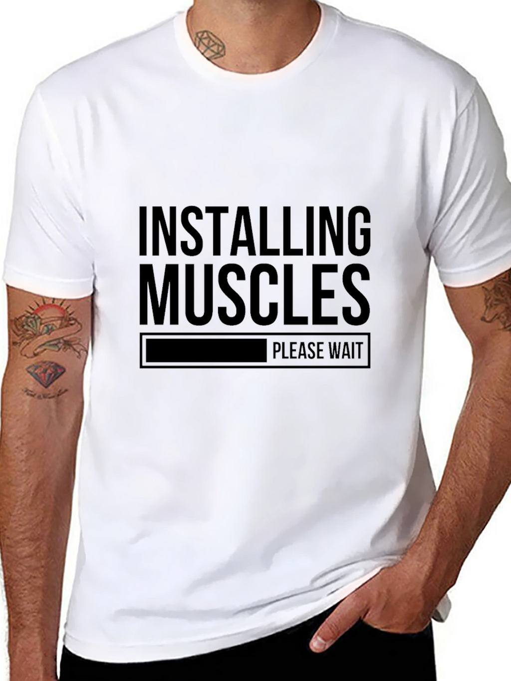 Installing Muscles - Funny Gym Workout T-Shirt