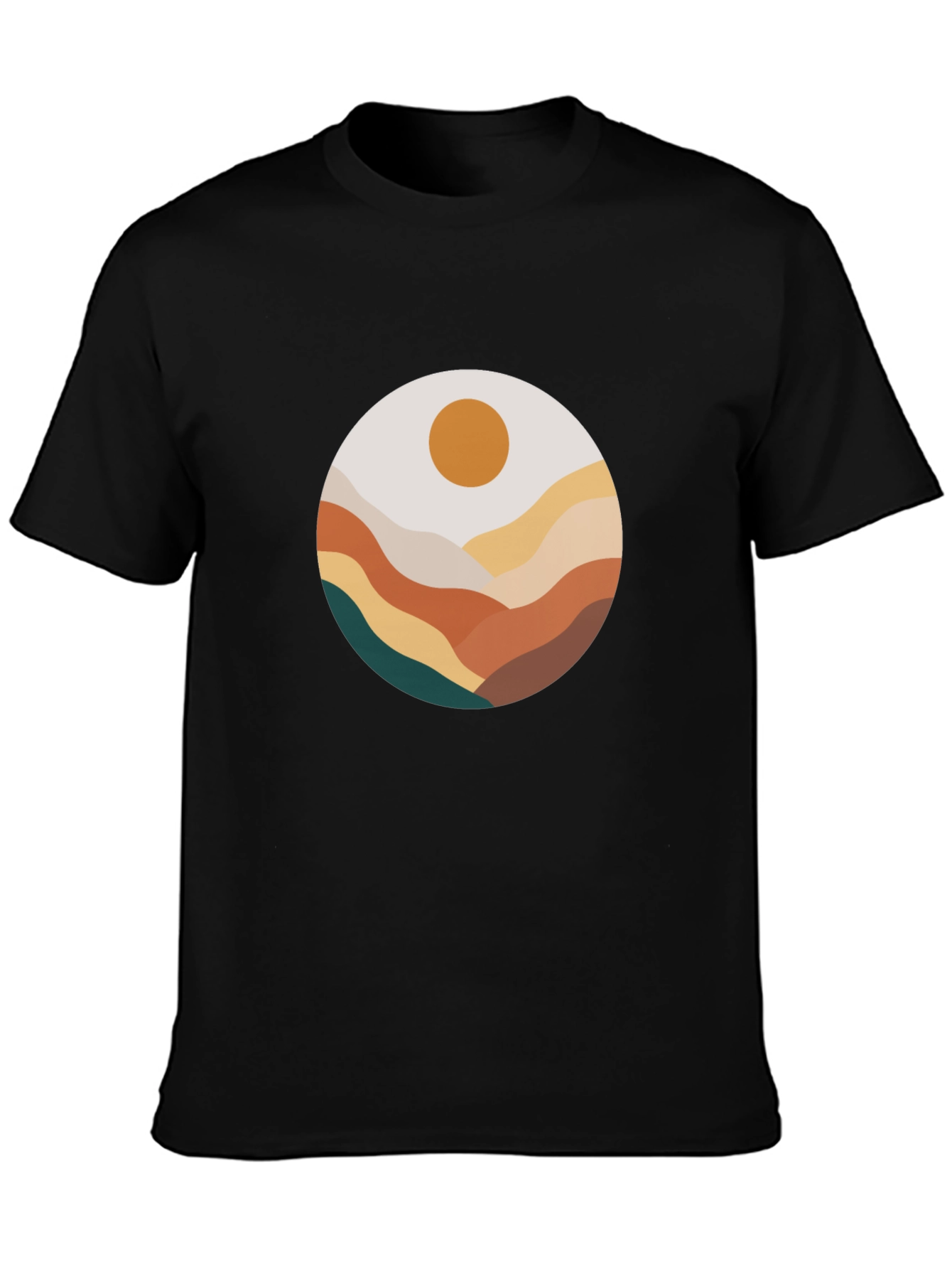 Abstract Landscape Graphic Tee - Black