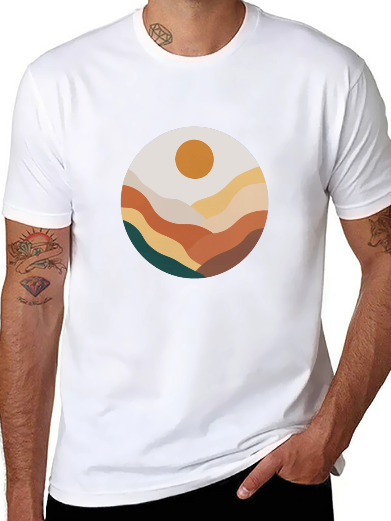 Abstract Landscape Graphic Tee - Black