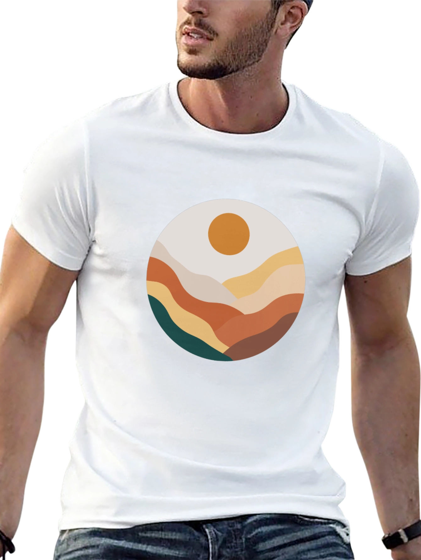 Abstract Landscape Graphic Tee - Black