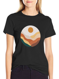 Abstract Landscape Graphic Tee - Black