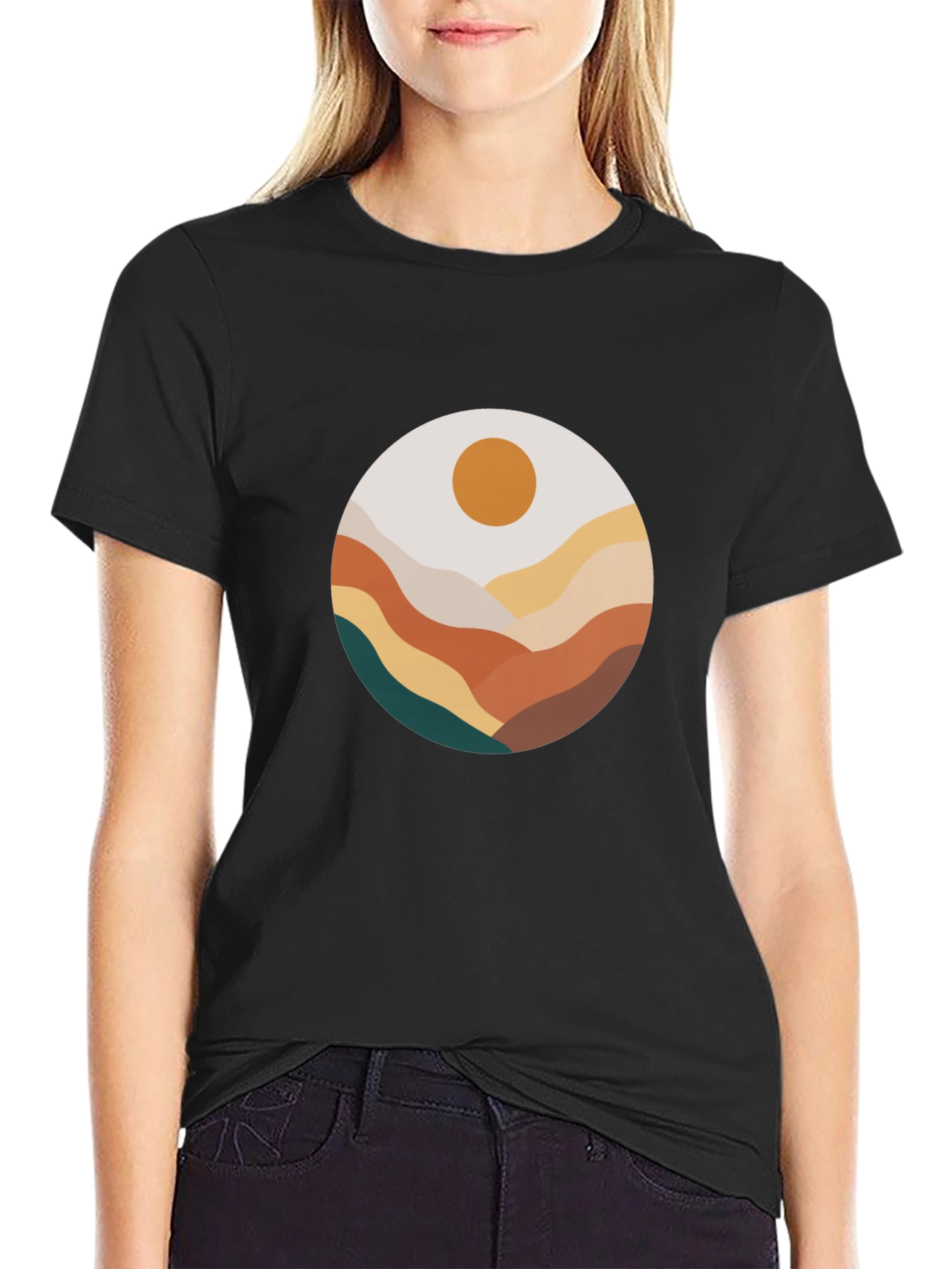 Abstract Landscape Graphic Tee - Black