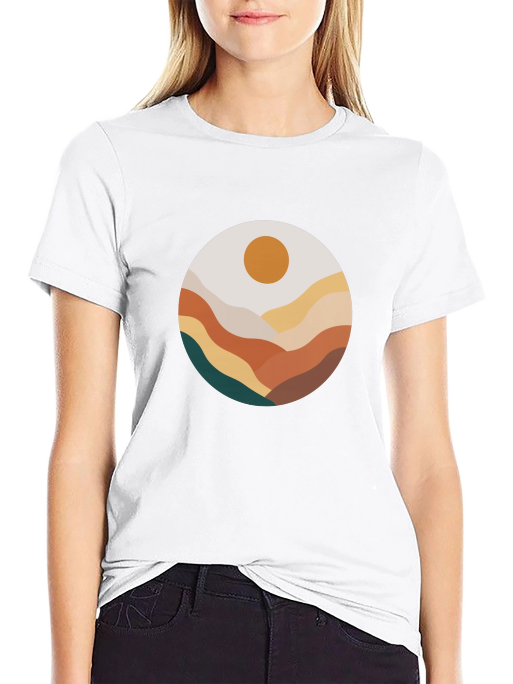 Abstract Landscape Graphic Tee - Black