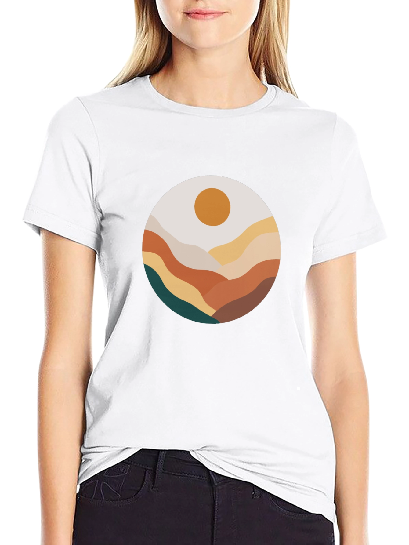 Abstract Landscape Graphic Tee - Black