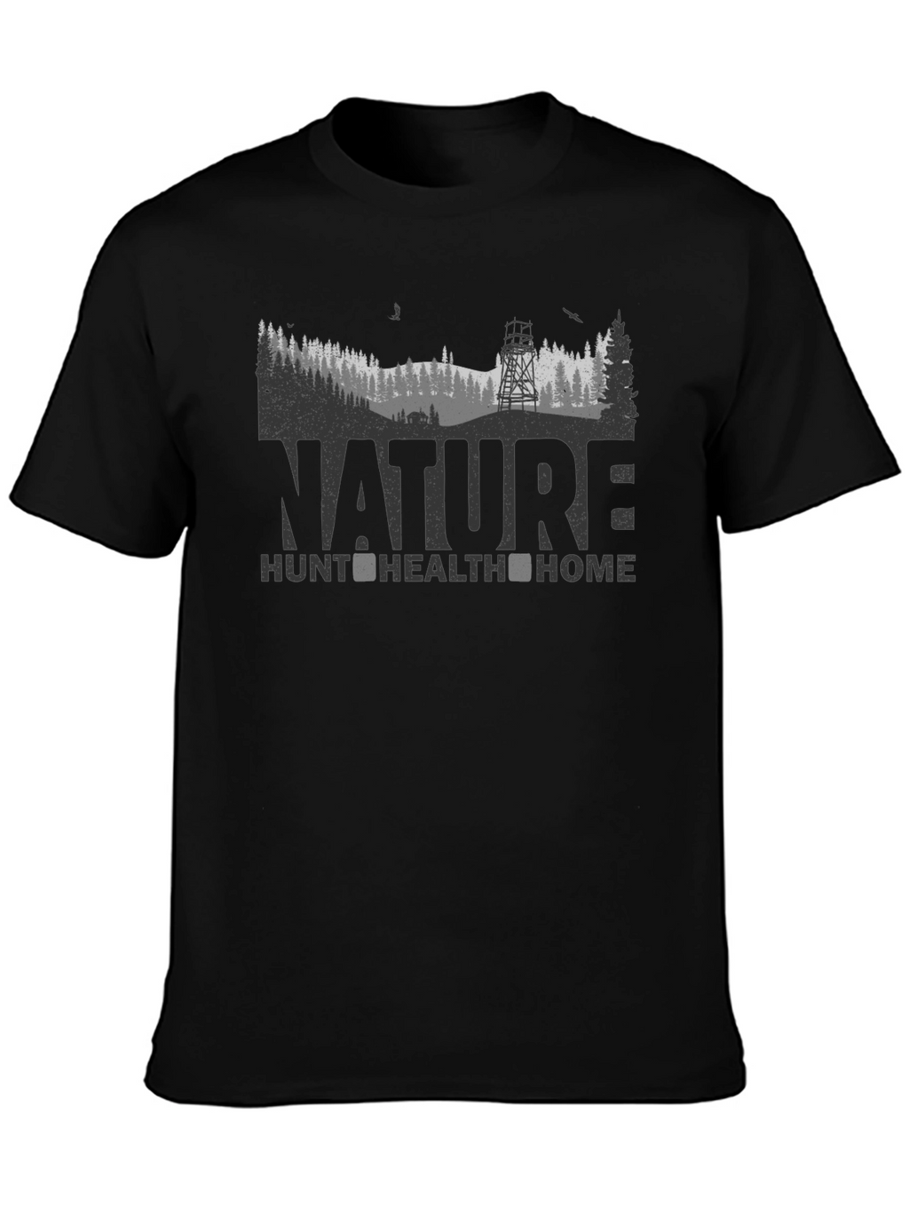 Nature Hunt Health Home Black Graphic Tee