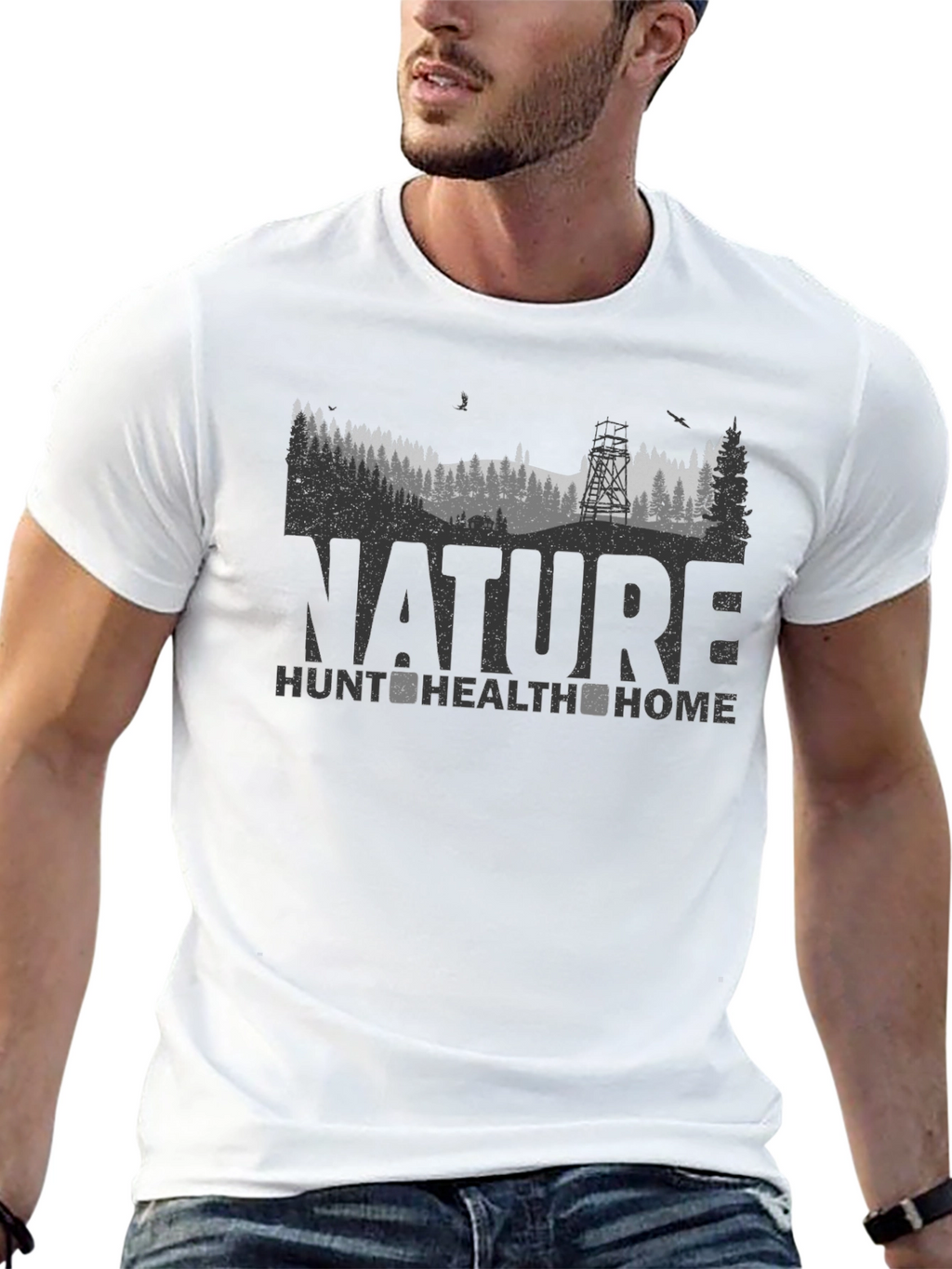 Nature Hunt Health Home Black Graphic Tee