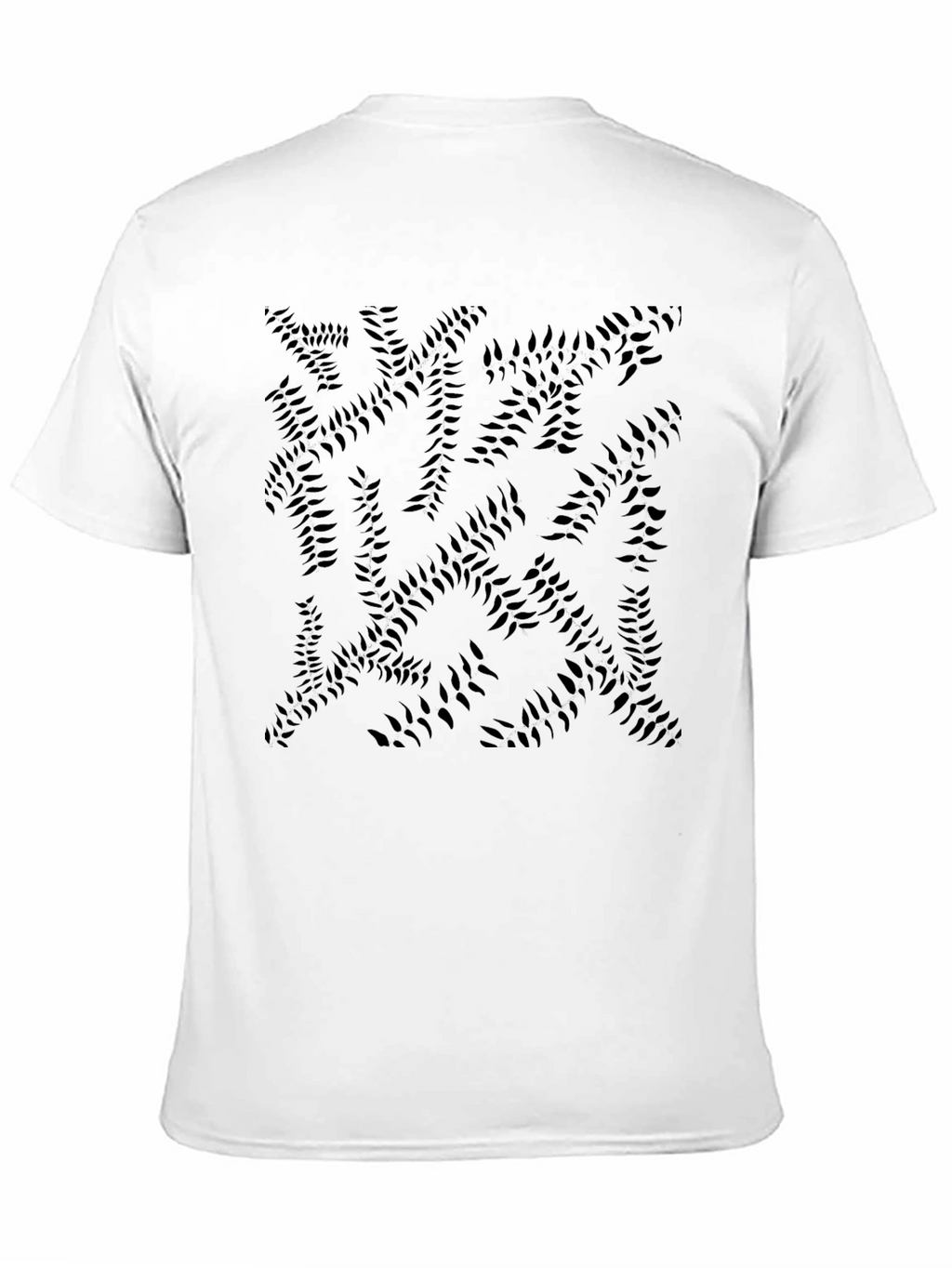 Abstract Leaf Print Black Crew Neck Tee
