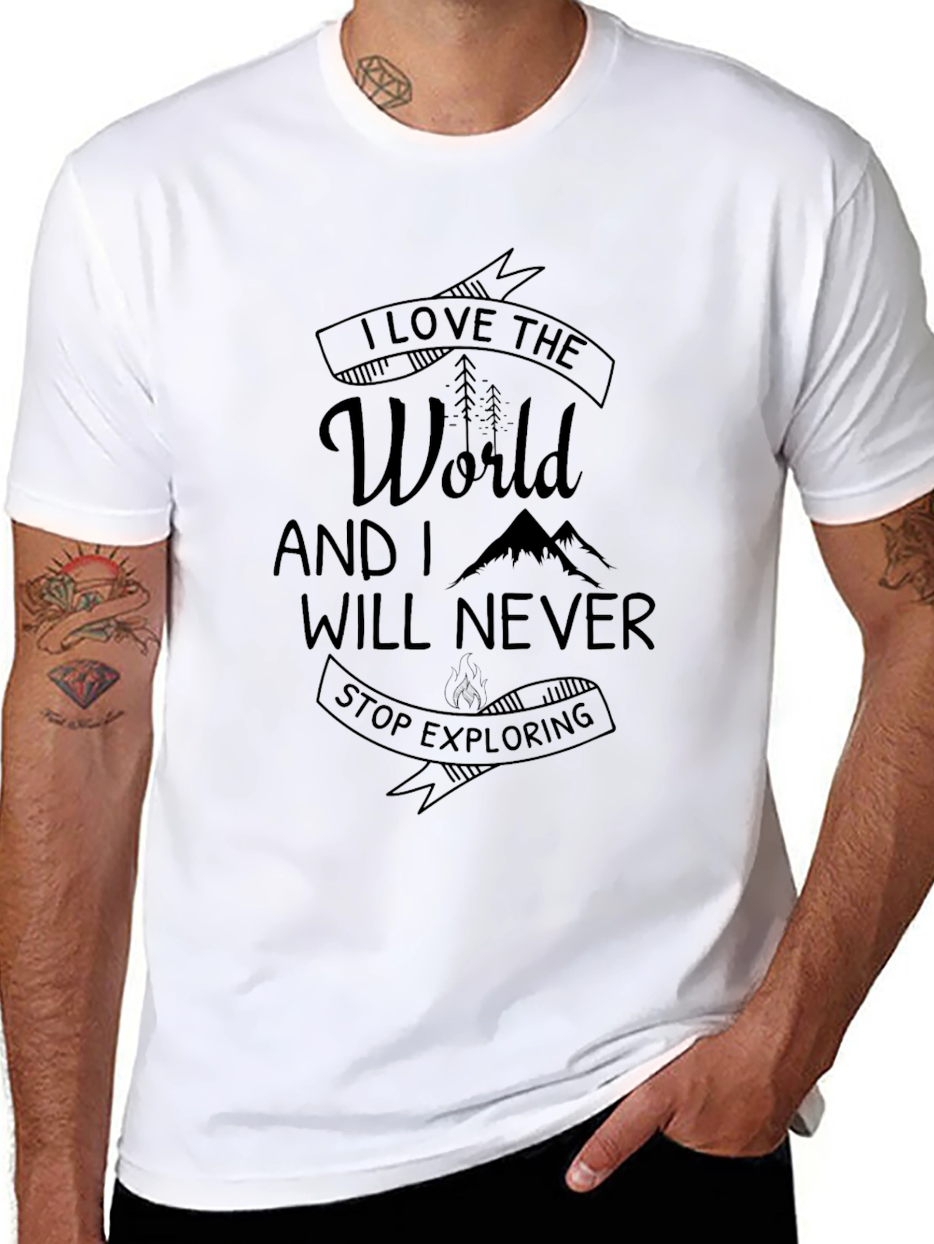 I Love The World Graphic Tee - Black