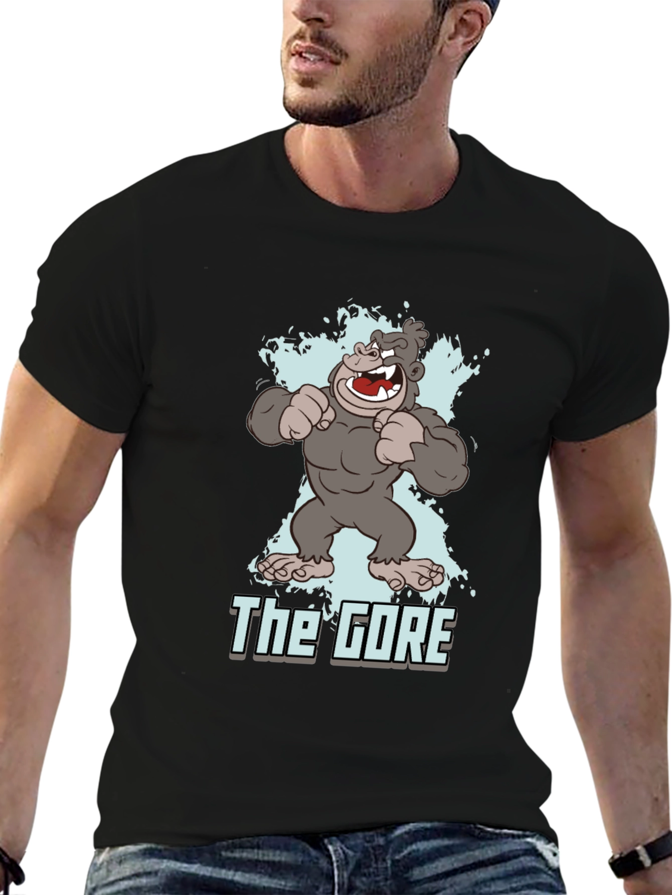 The Gore Cartoon Gorilla Graphic Black T-Shirt