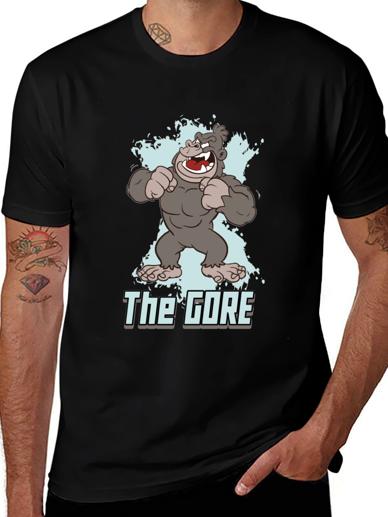 The Gore Cartoon Gorilla Graphic Black T-Shirt
