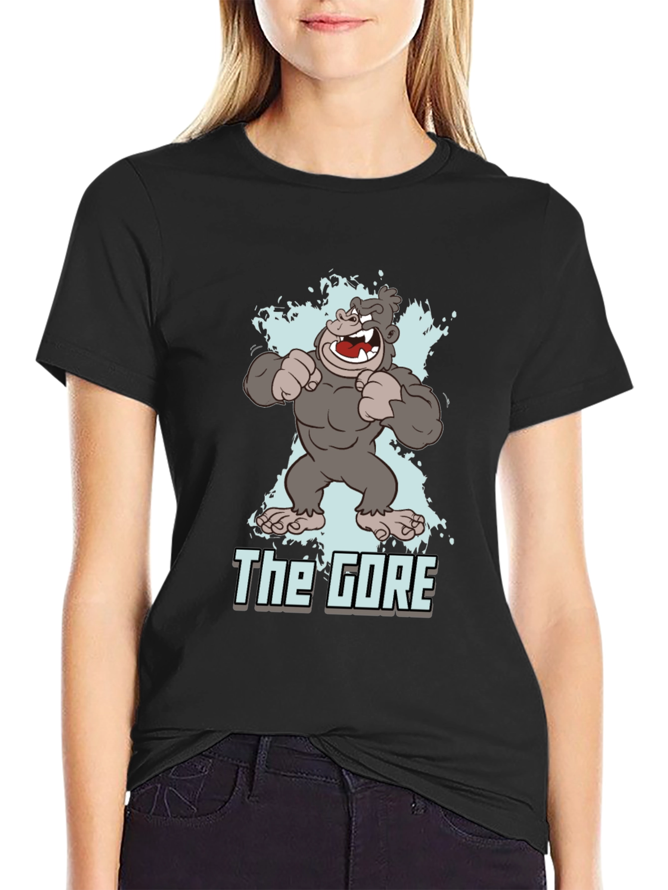 The Gore Cartoon Gorilla Graphic Black T-Shirt