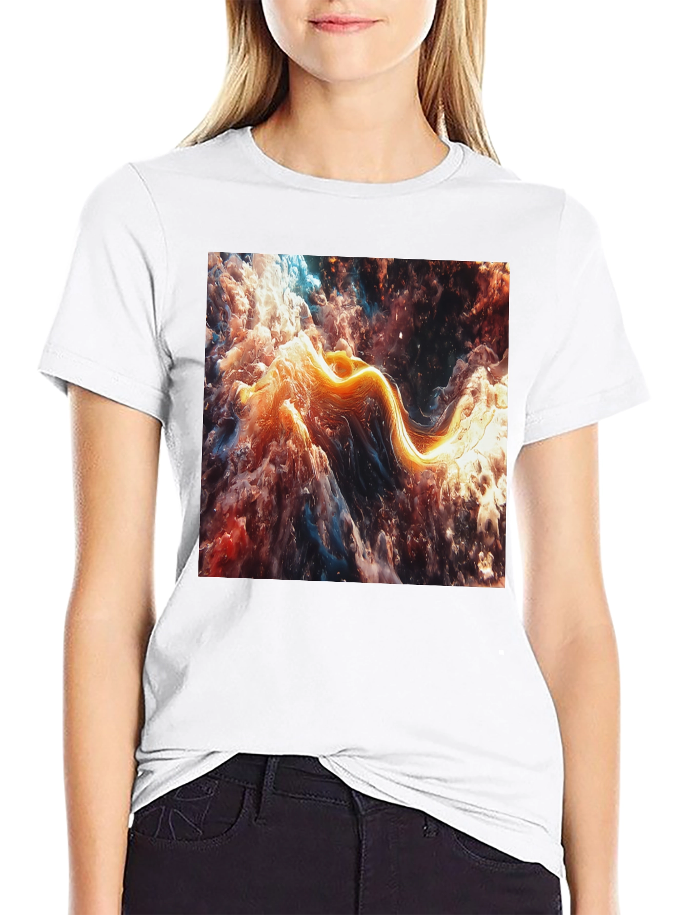 Abstract Nebula Graphic Black T-Shirt