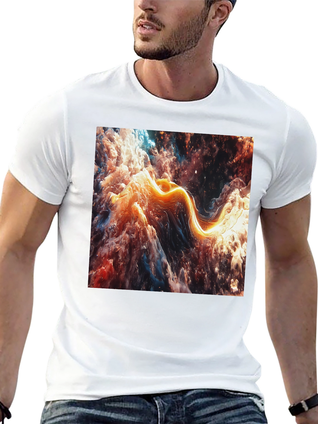 Abstract Nebula Graphic Black T-Shirt