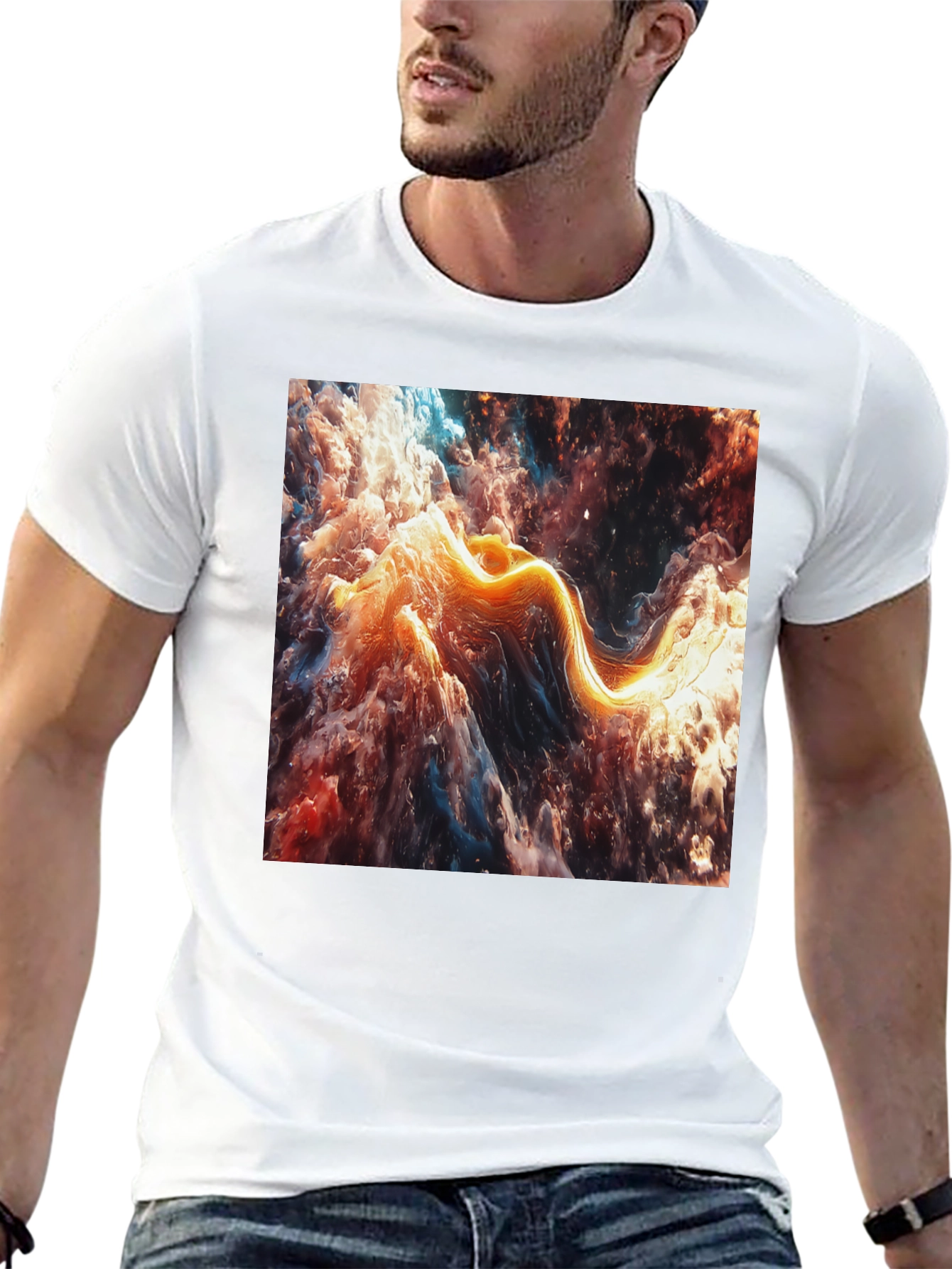 Abstract Nebula Graphic Black T-Shirt